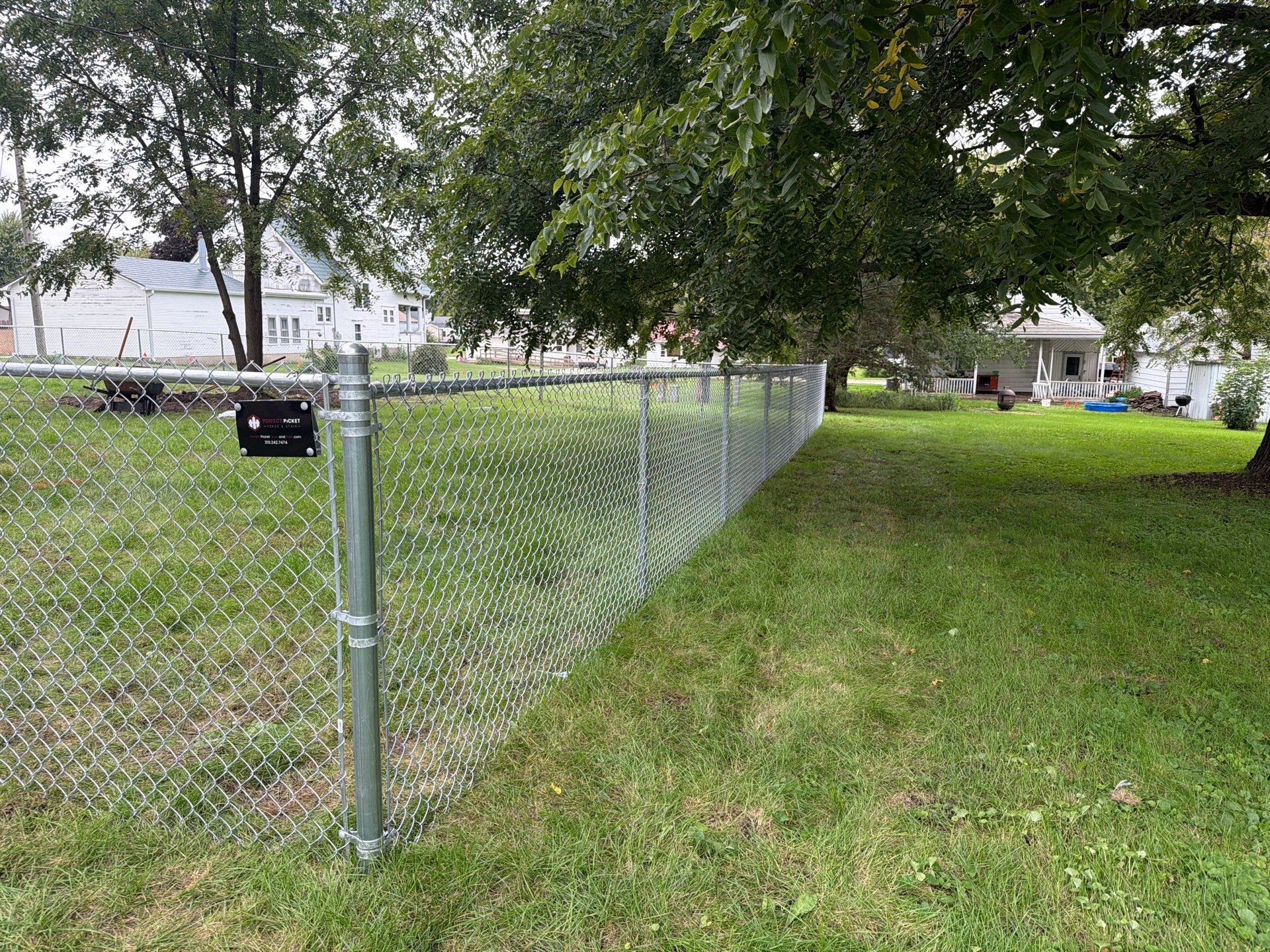 Tripoli Residential Galvanized Chain Link Fence with Double Gates by Perfect Picket Fence and Stain