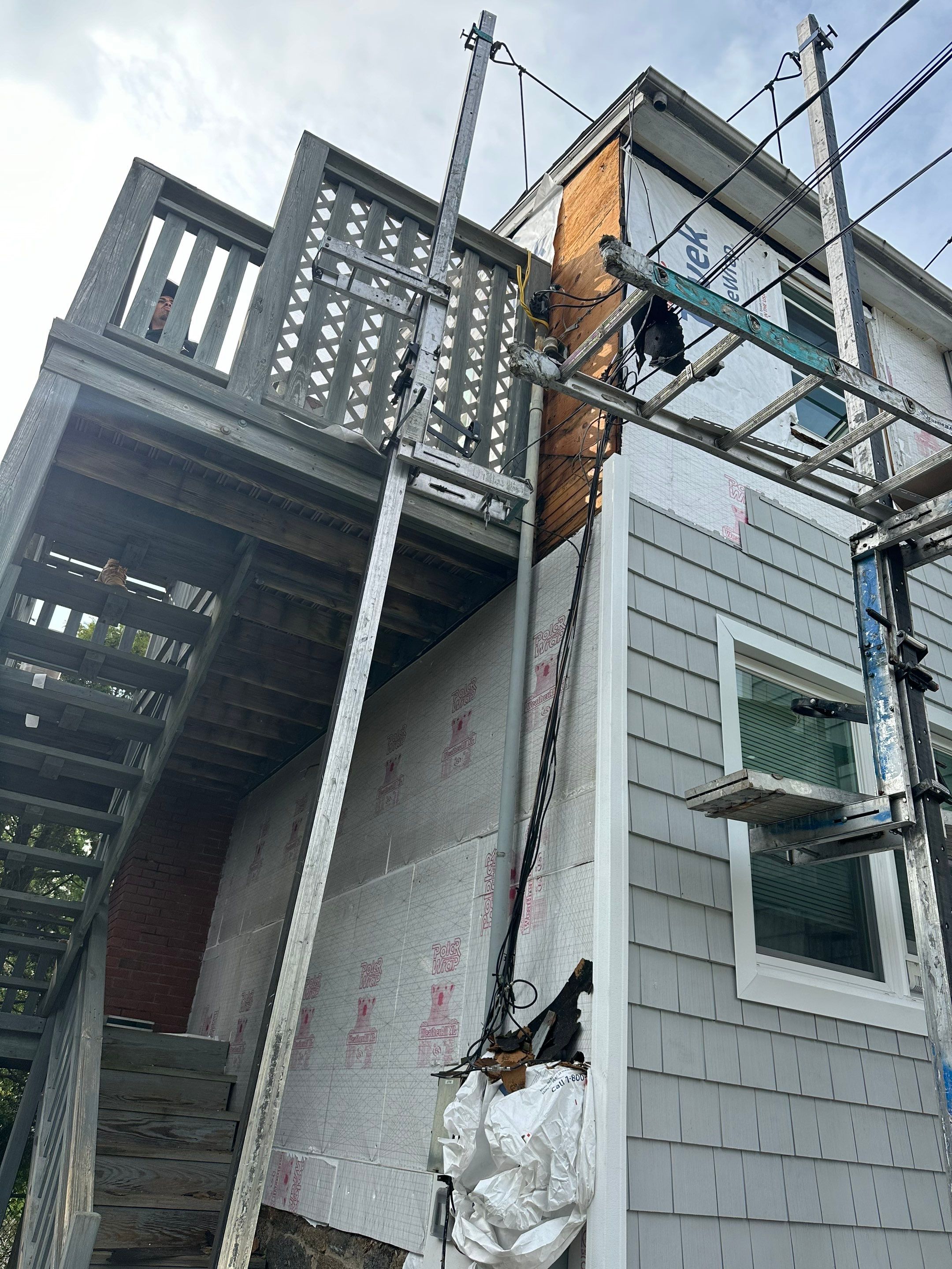Siding Installation using Certainteed Cedar Impressions Straight Edge Perfection Shingles - D7 - Sterling Gray by A Plus Exterior