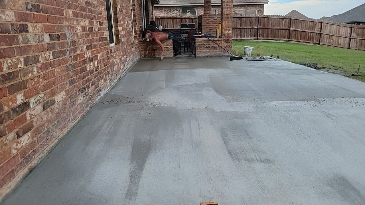 Concrete slab with Pergola by Clays Services Inc