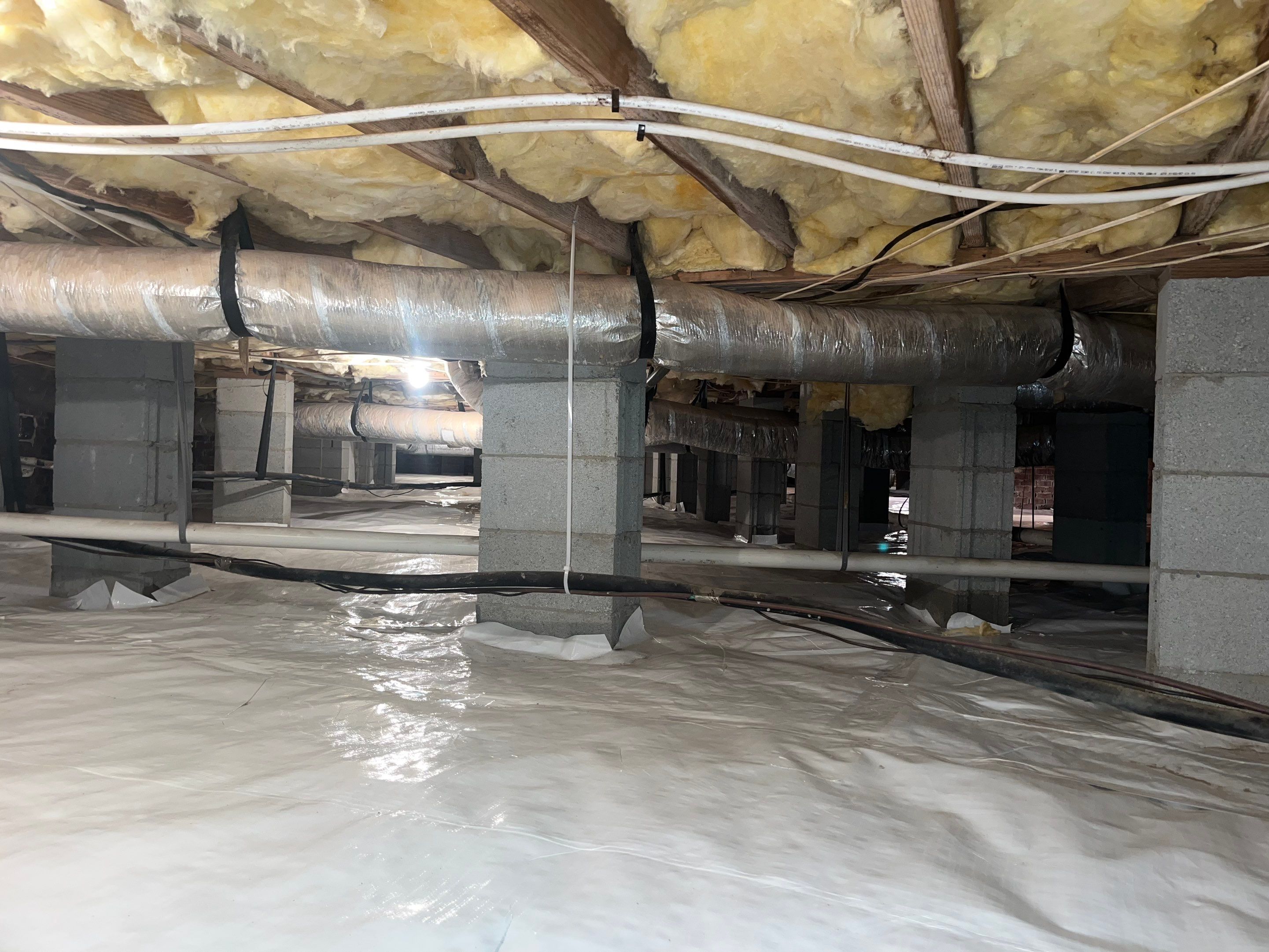 Dehumidifier and Moisture Barrier install with Structural repairs. by Impact Crawlspace