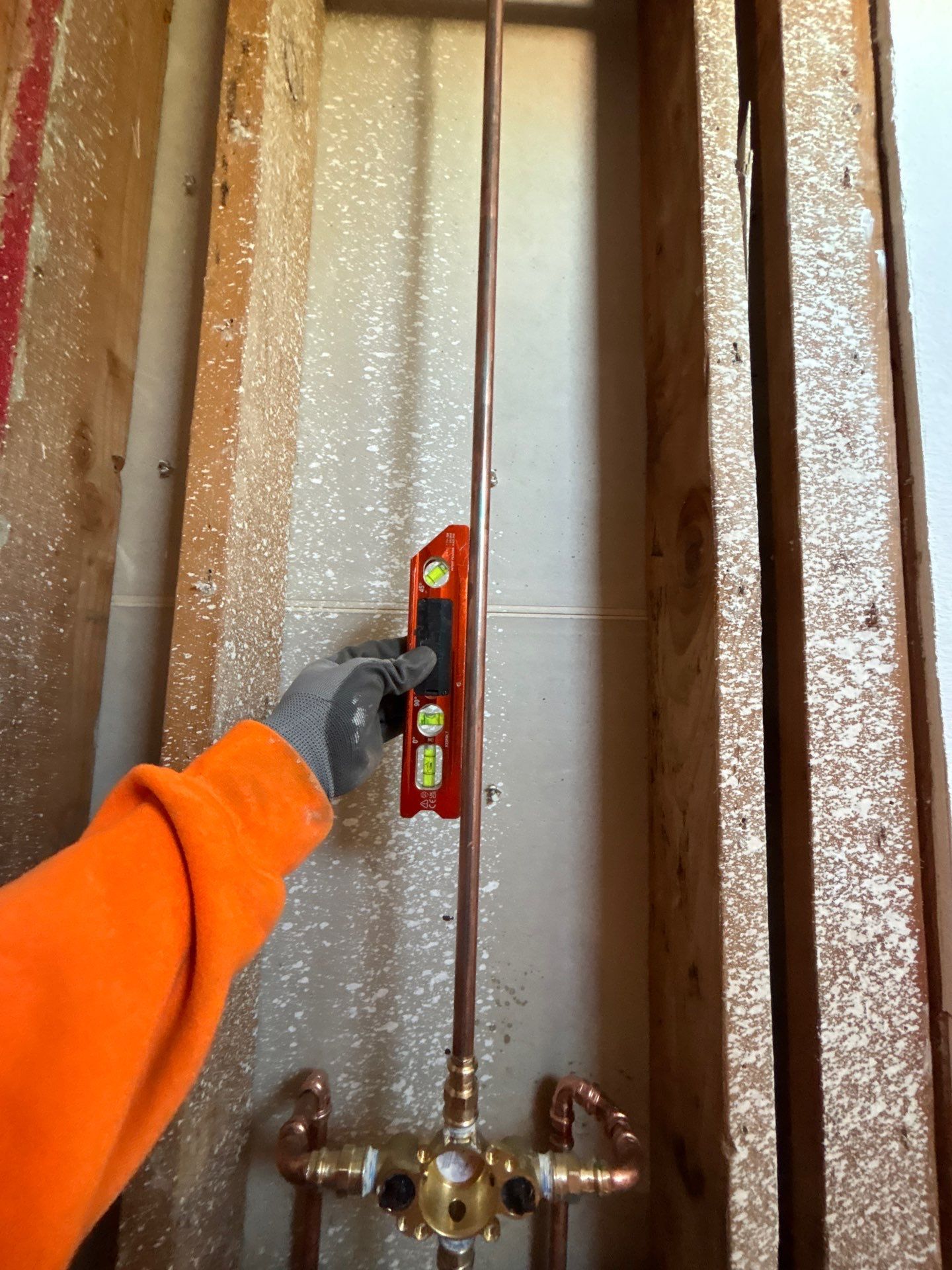 Installing Water Pipe for Shower by Us Plumbing