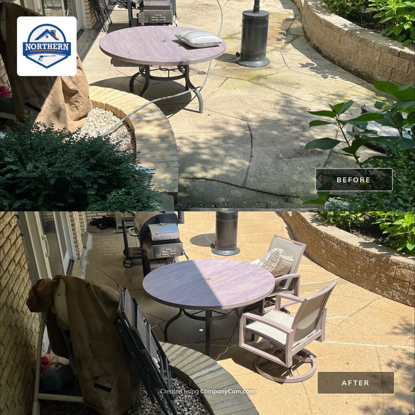 concrete power washing using Algaecide, soft wash soap by Northern Power Washing LLC.