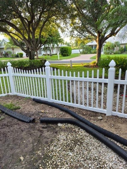 White Vinyl Picket and Privacy Fence Installation in Fort Myers by True Fence LLC