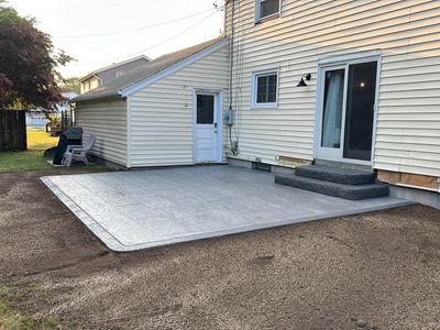 York Bluestone stamped patio 