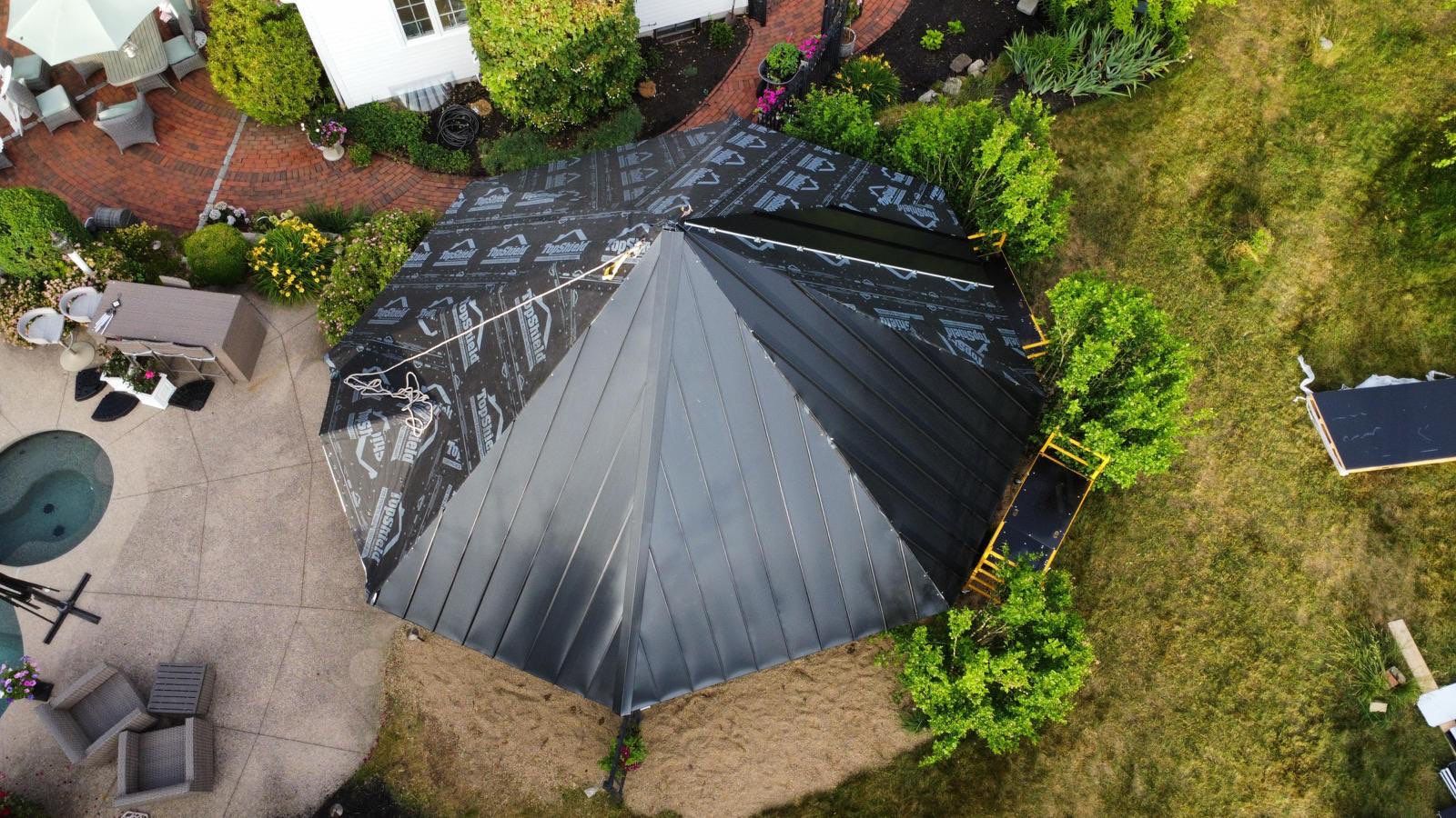 Standing Seam Black Metal Roof- Gazebo by Loyalty Exterior Solutions 