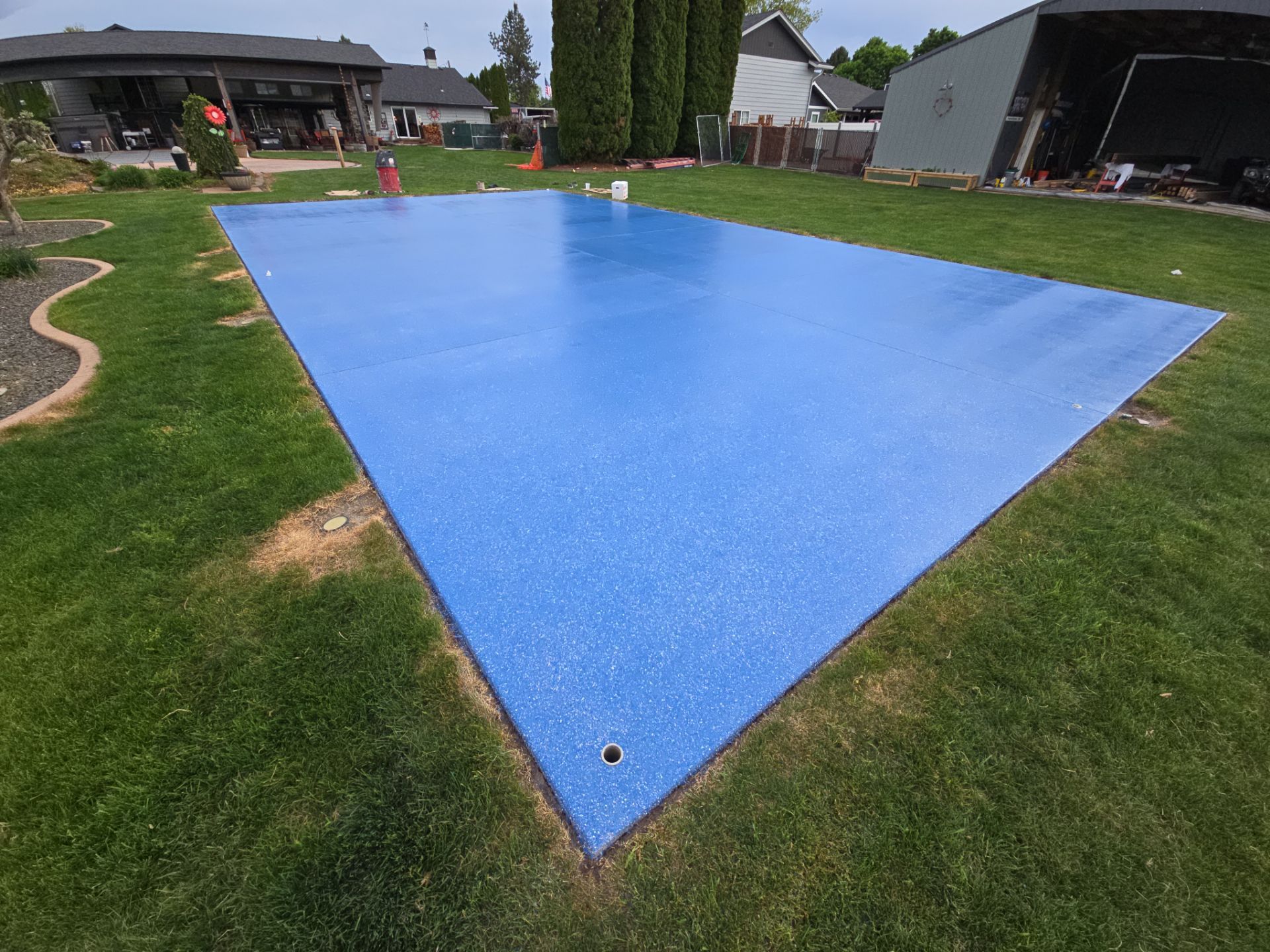 Sports Court Transformation using Ocean Hybrid by Croc Coatings, LLC