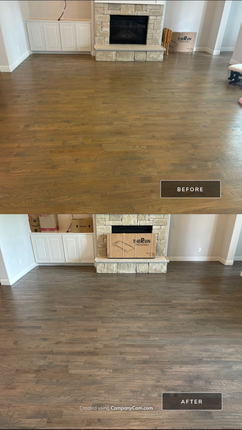Refinish from Brown to Warm Gray by Bernard Hardwood Floors