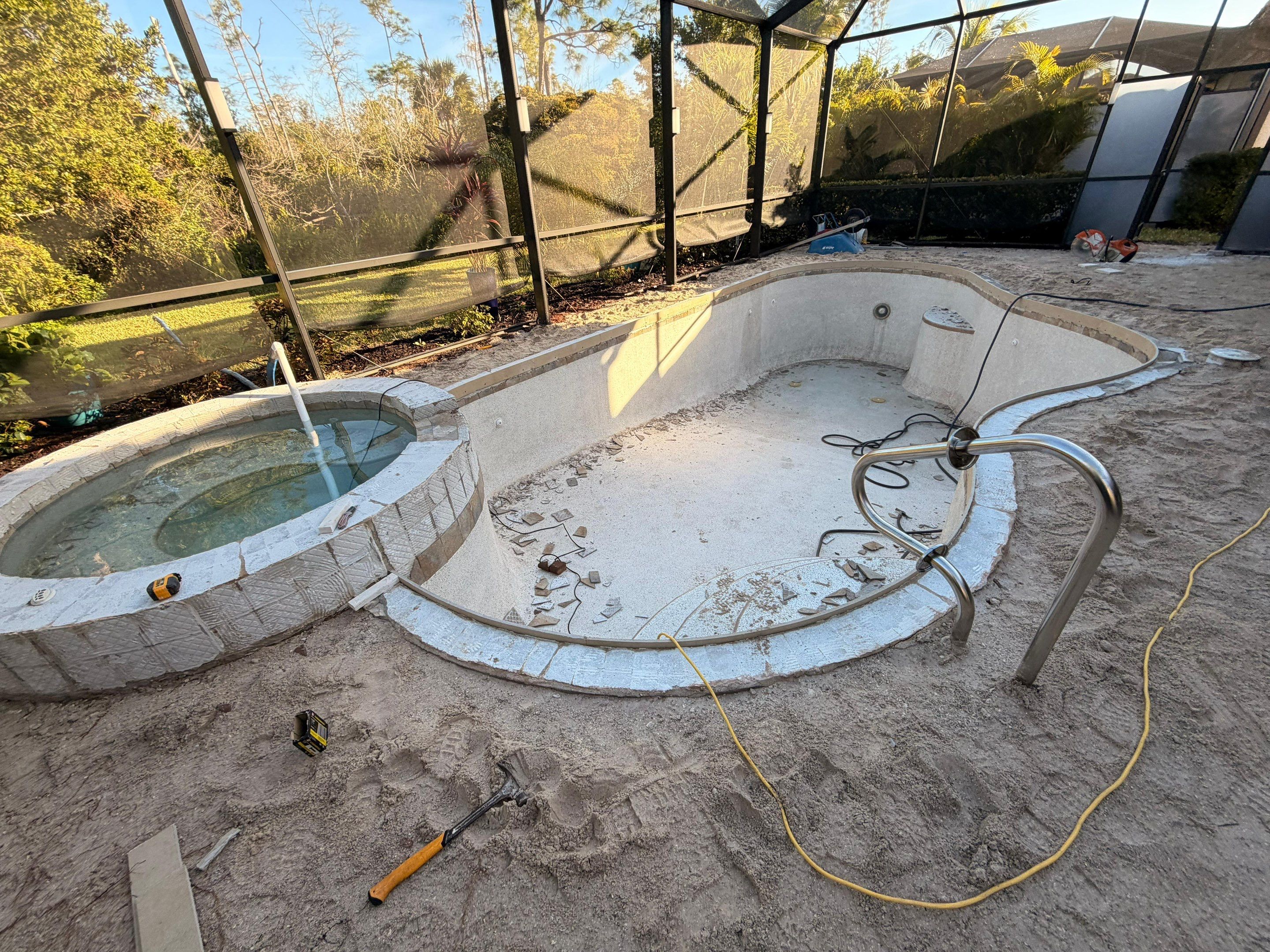 Pool Deck Renovation | Pool Coping & Tile Upgrade | Textured Marble Natural Stone - Bonita National Golf & Country Club by Old Town Pavers Llc