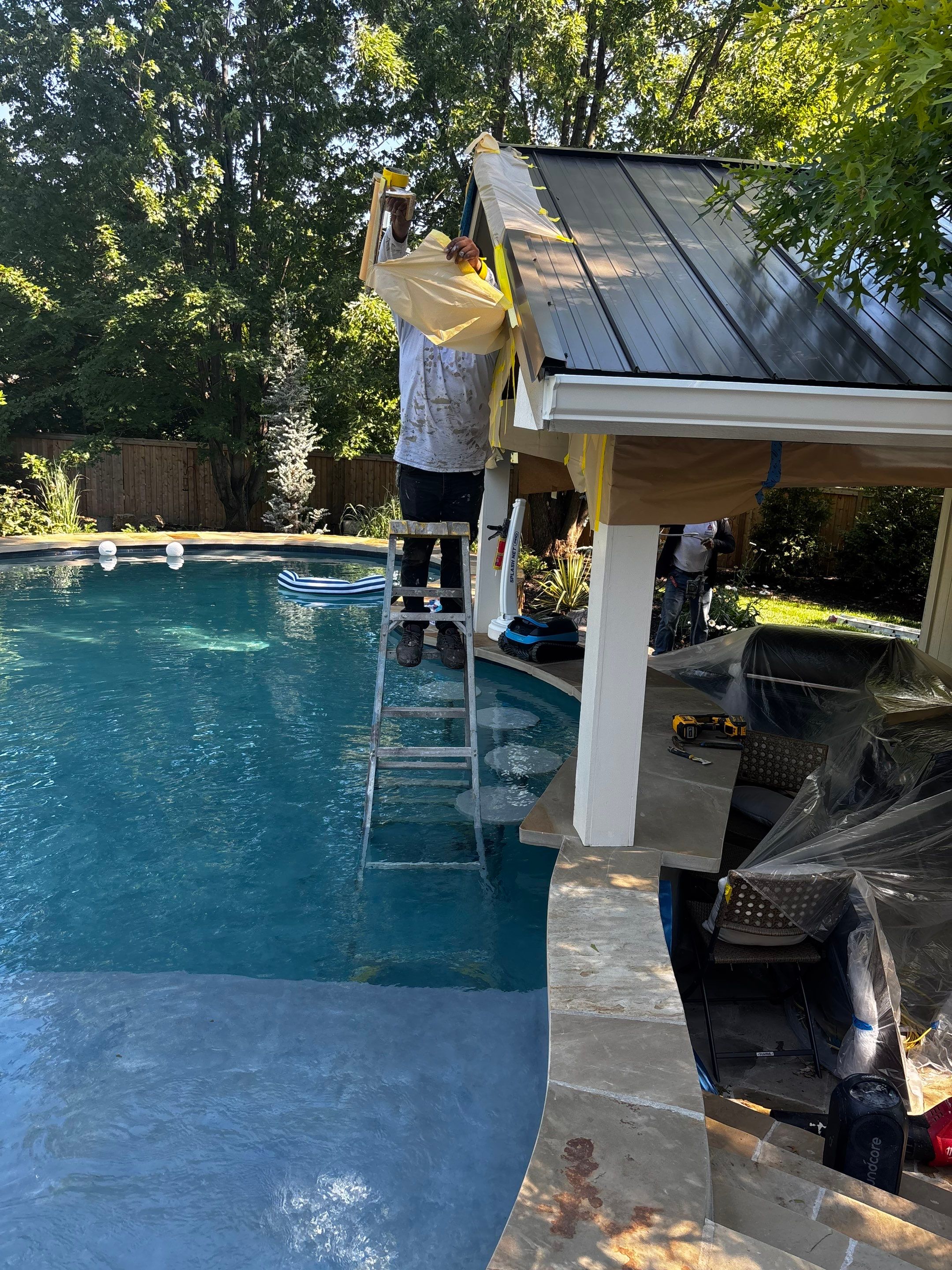 Shoji White Exterior Painting and Comprehensive Wood Rot Repair in Overland Park by Cougar Painting
