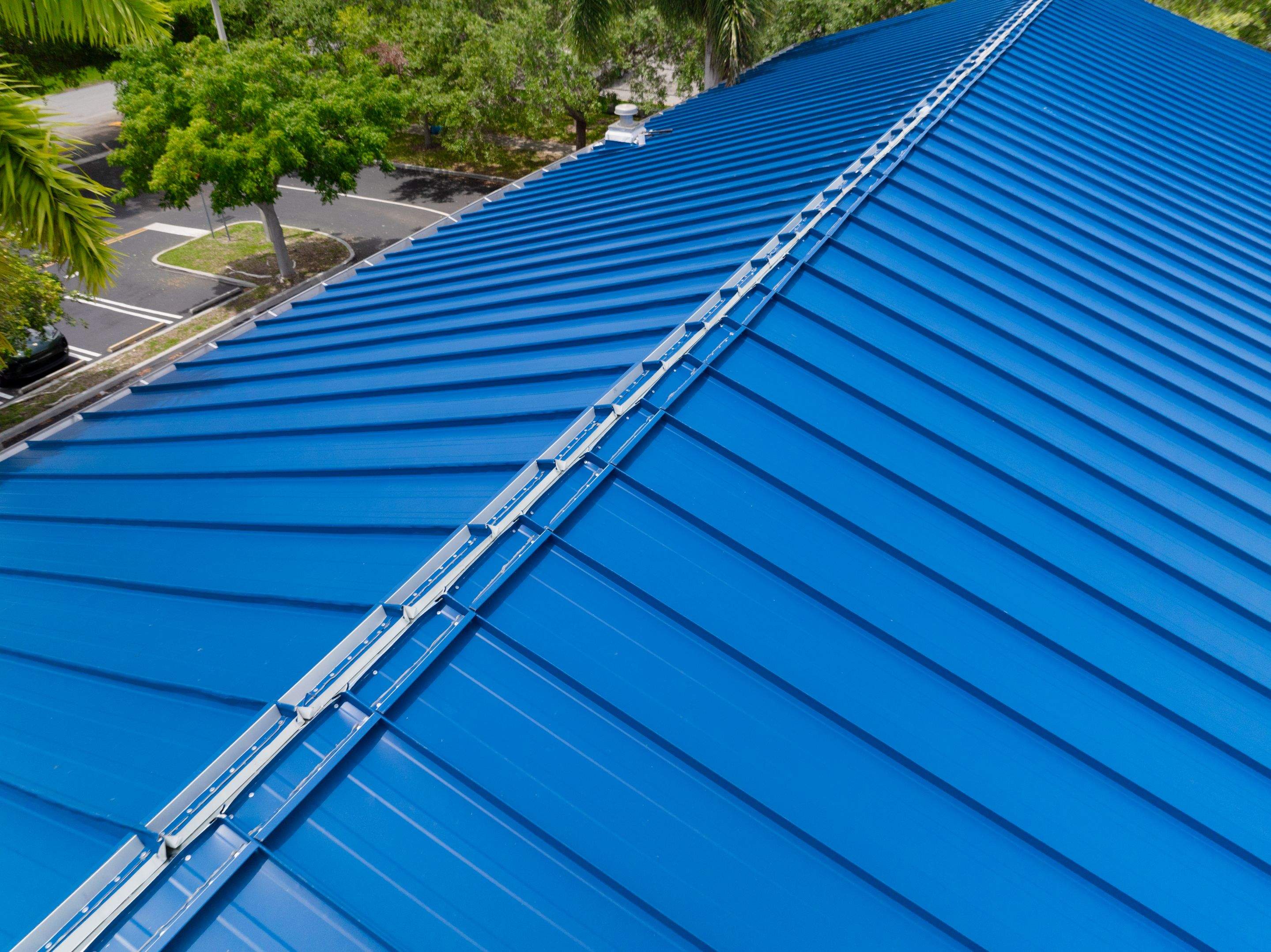 24ga 1.5" Mechanical Seam Slate Blue by Total Roofing System The Metal Roof Experts