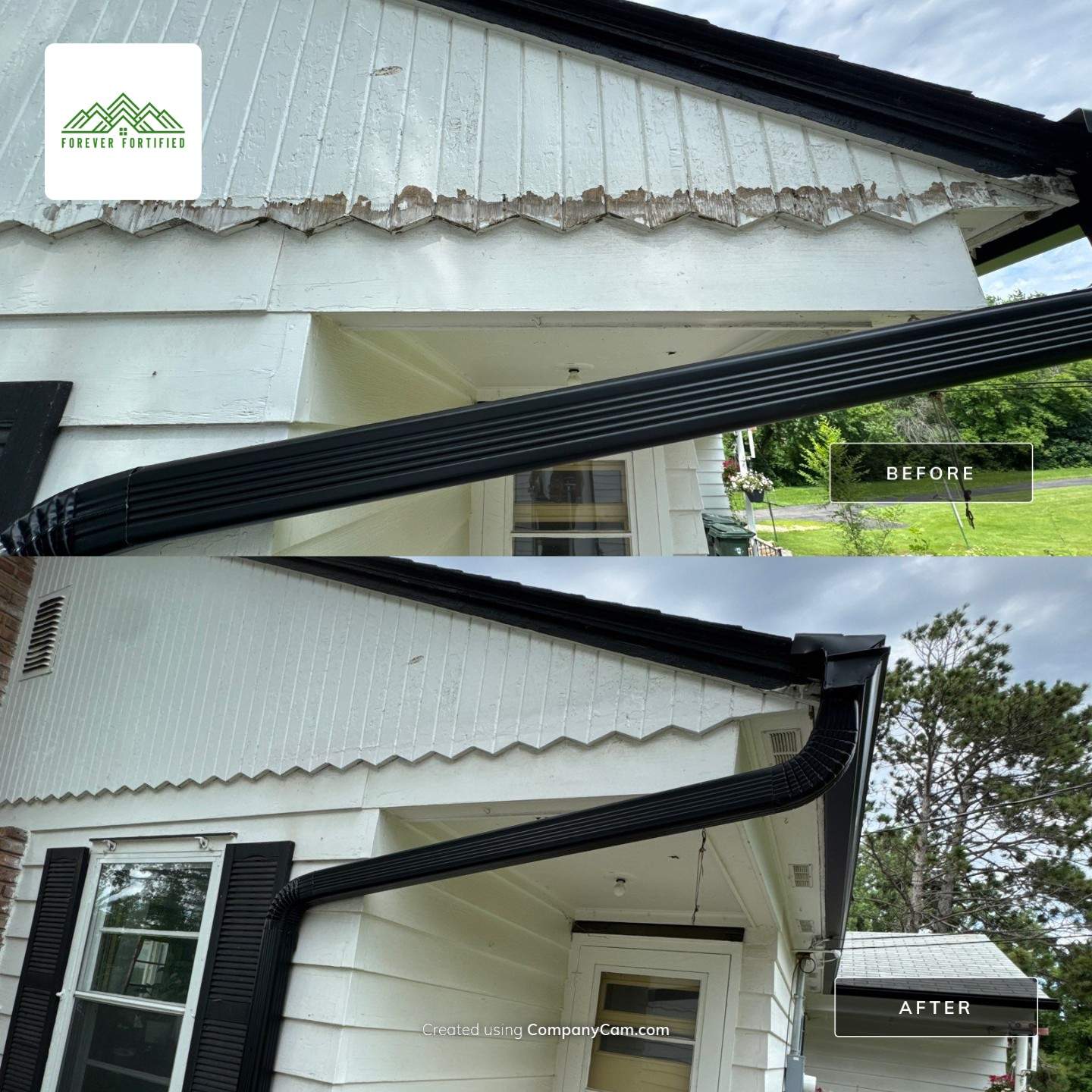 Eagan - Black Seamless Gutters with Helmet Style Guards by Forever Fortified