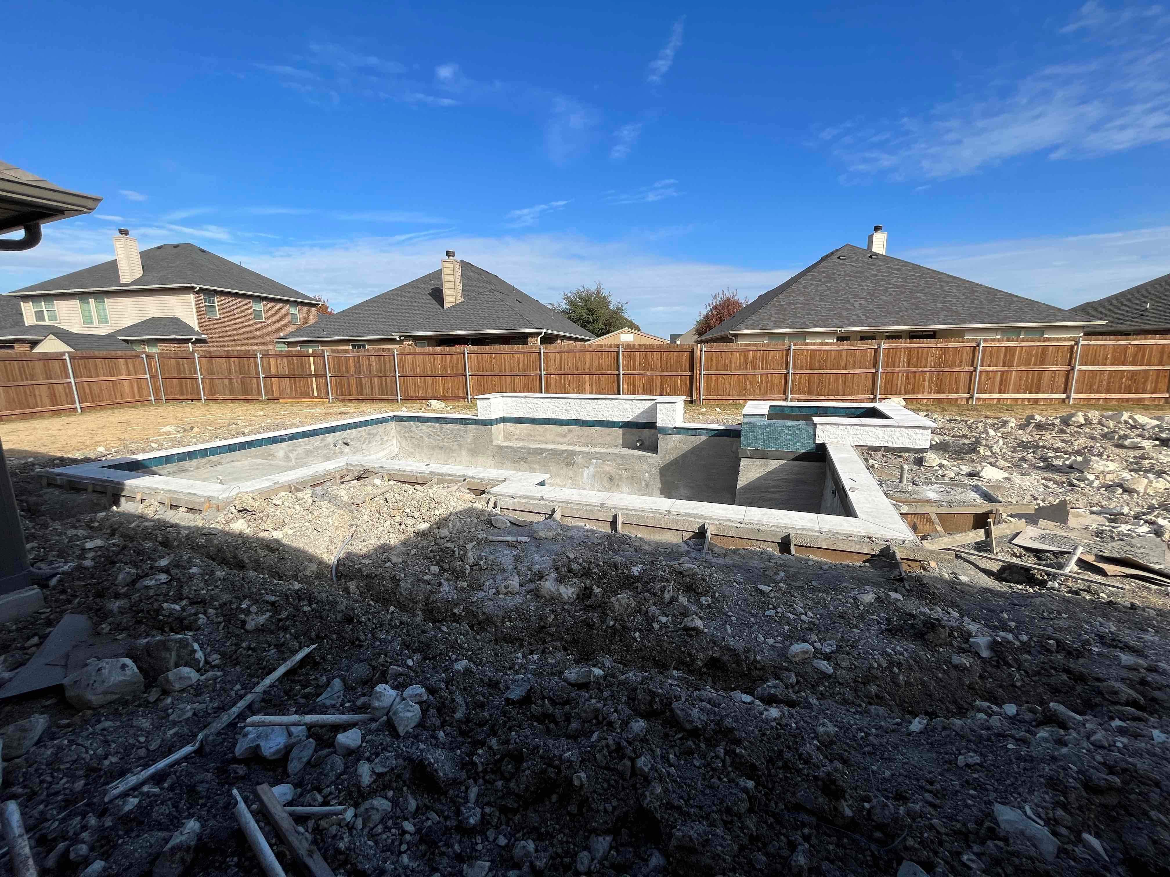 Geometric Pool with Raised Spa and Stone Coping by Pinnacle Pools and Spas - DFW