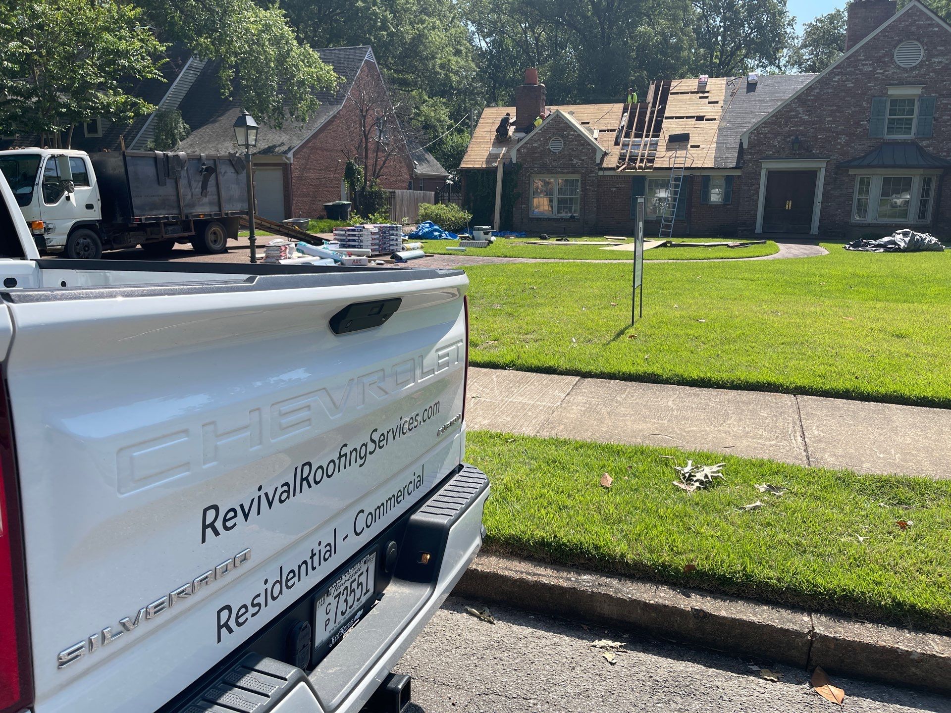 Full Roof Replacement with gutter upgrade after tree impact damage in East Memphis by Revival Roofing Services