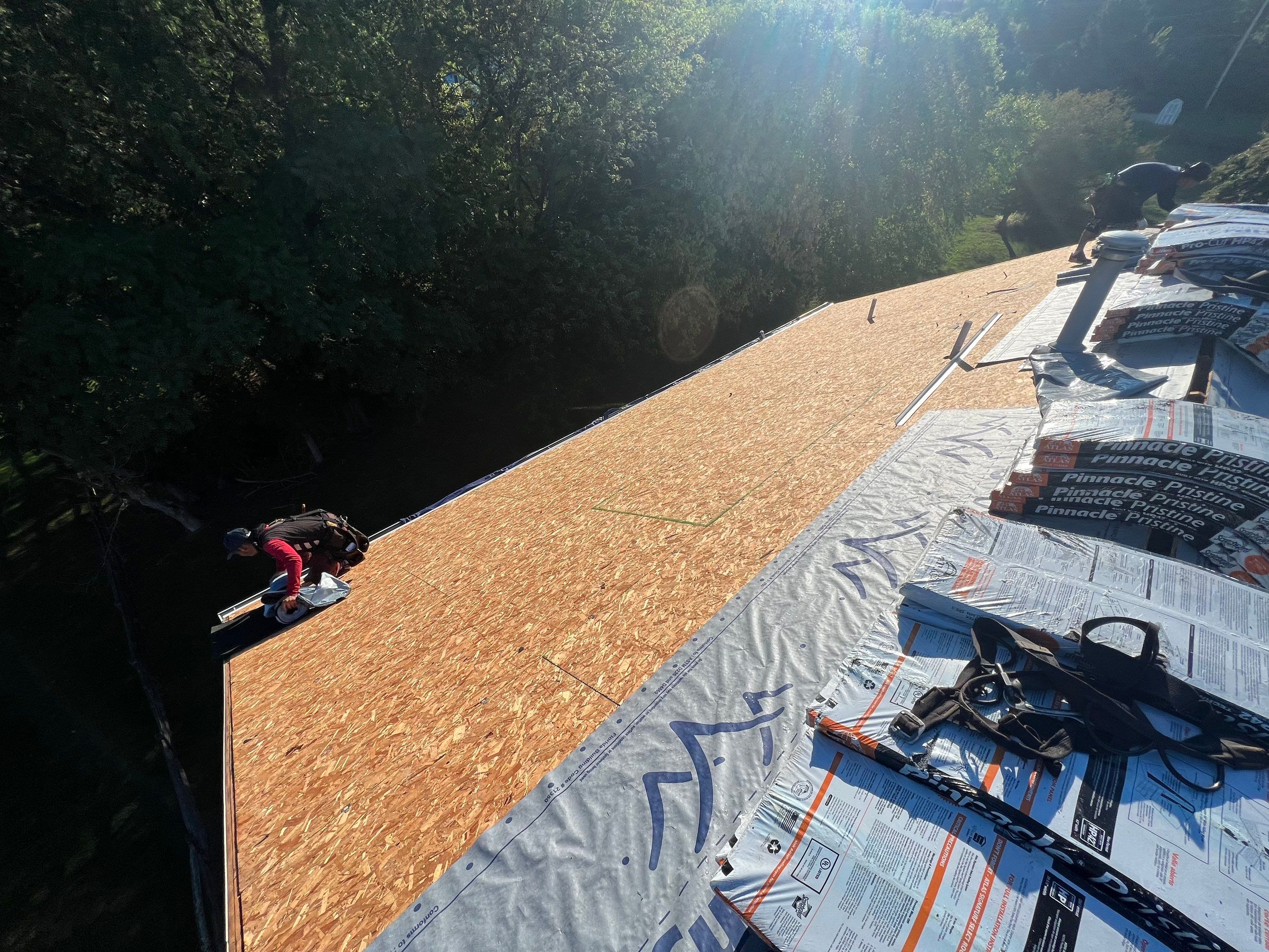 Residential Roofing Installation using Atlas Pinnacle Pristine Pewter Architectural Shingles by Frederick Roof Repair