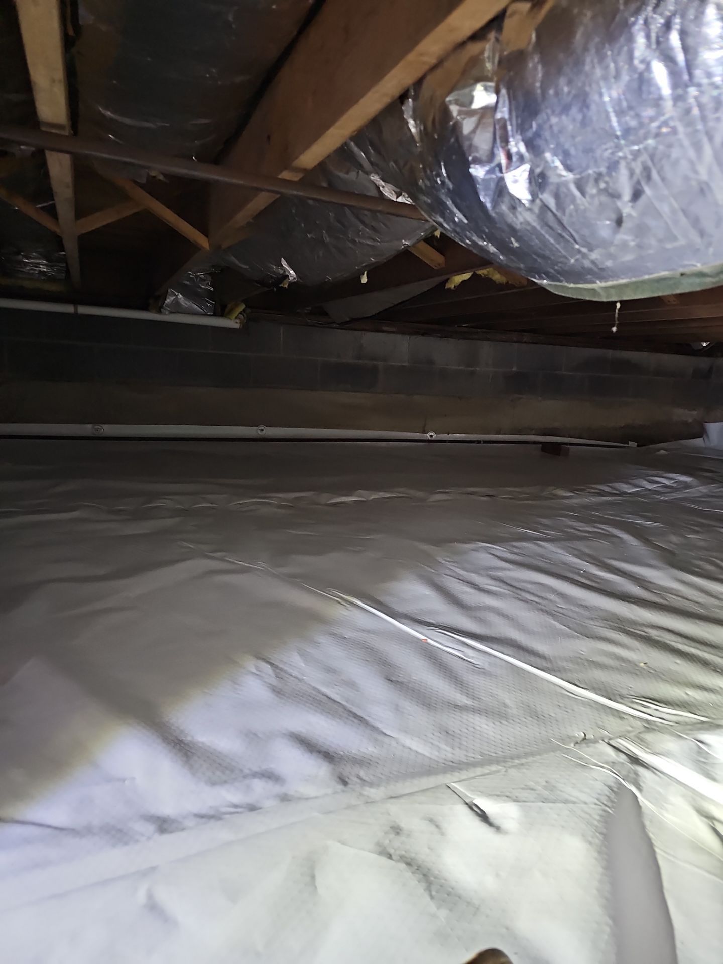 Basement Exterior Walls using Crawl Space Liner by NYS Foam & Energy