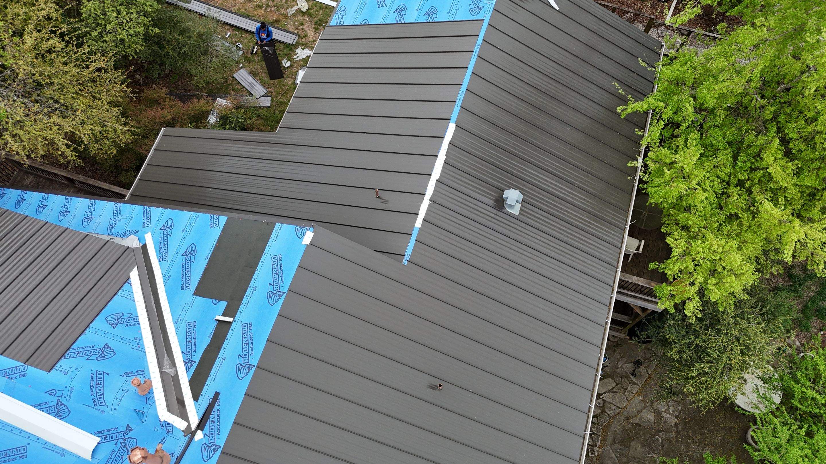 Dark Bronze - L&A Standing Seam with Striations by RoofsOnly.com