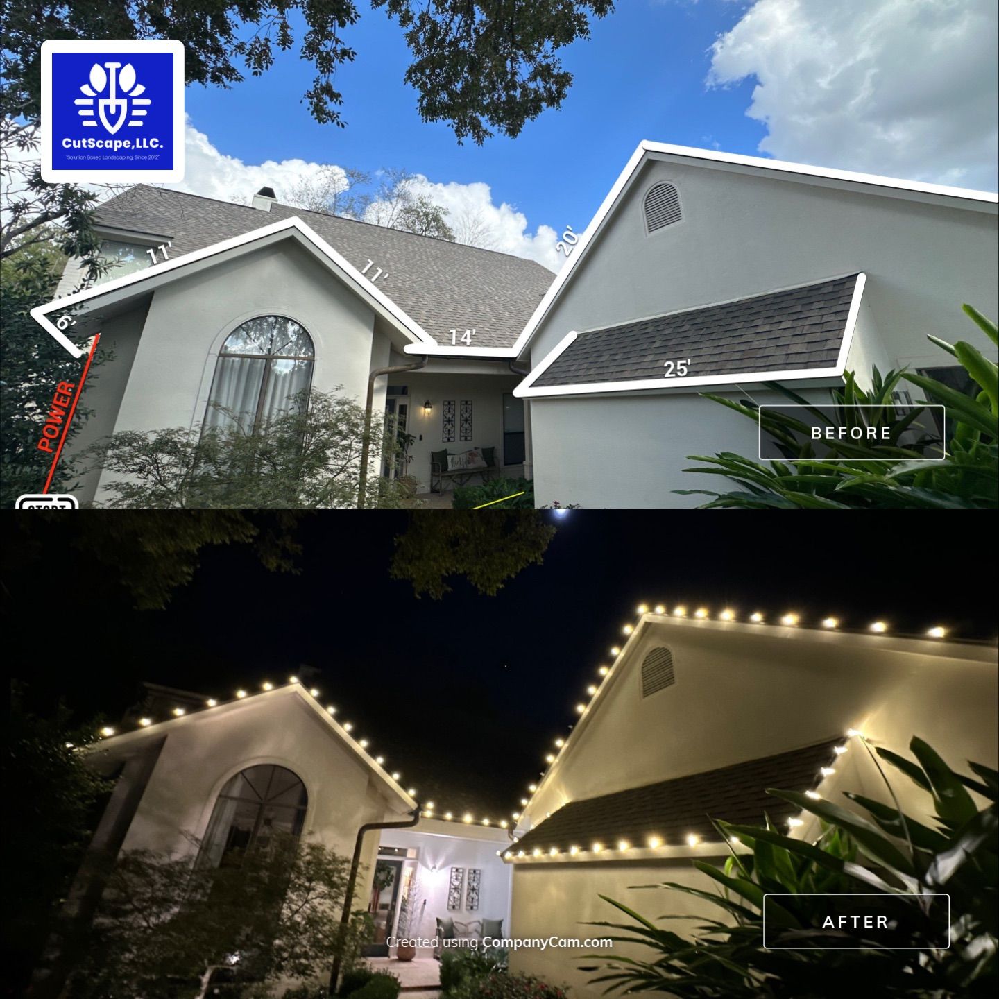 HOLIDAY LIGHTING using C9 LED LIGHTING LANDSCAPE PERIMITER by CutScape, LLC.
