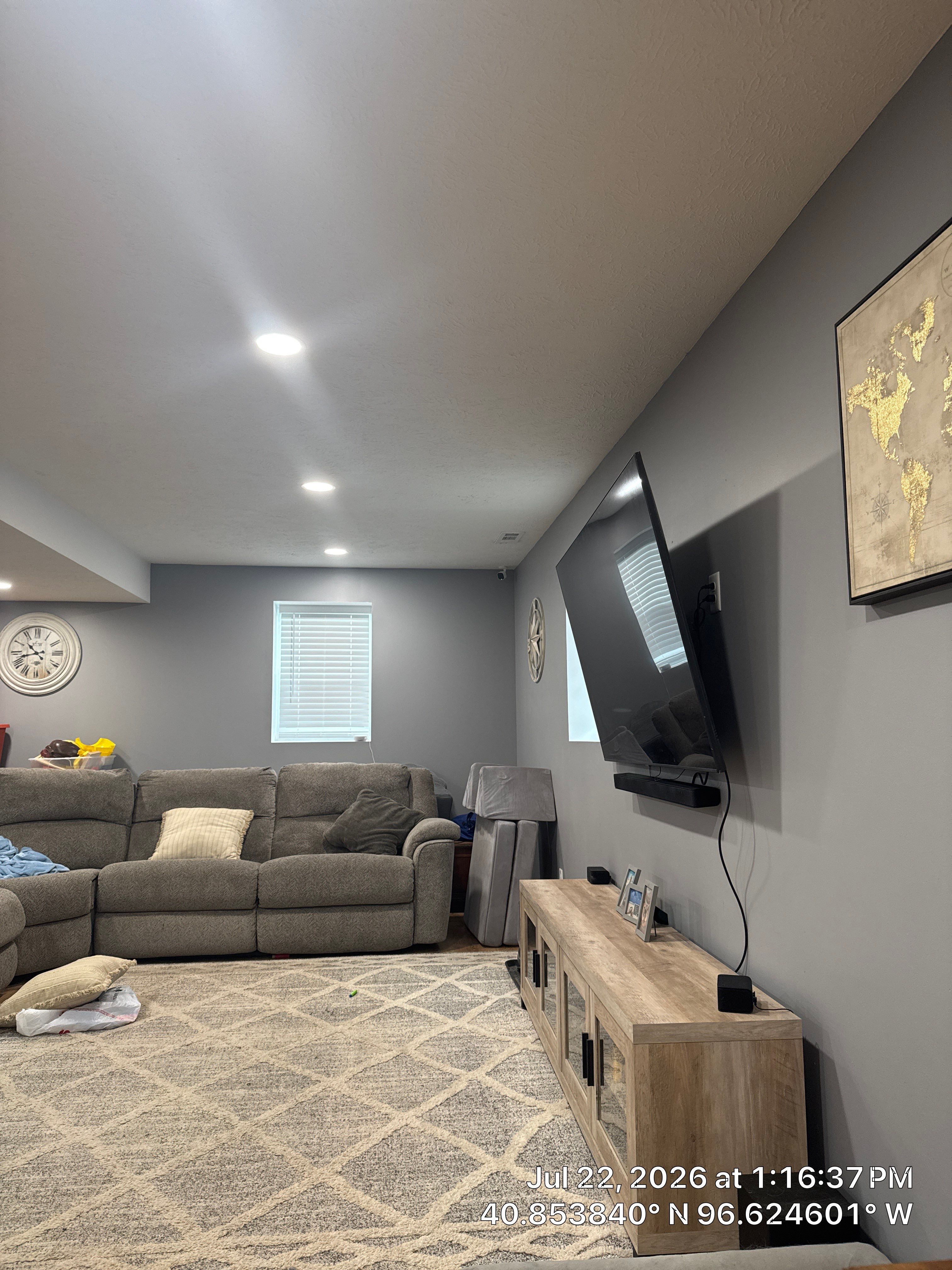 Lincoln Basement Renovation with Custom Flooring and Recessed Lighting by CompanyCam Sales Demo