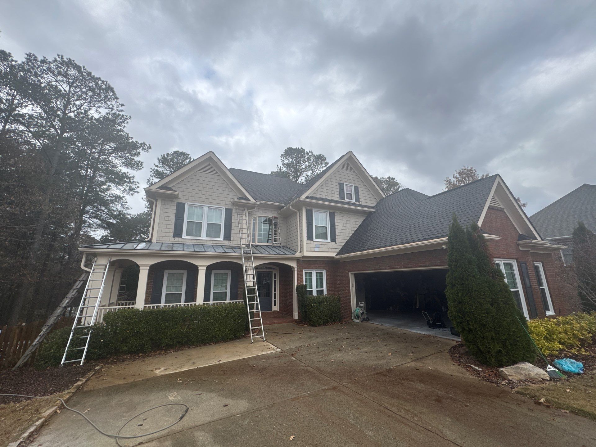 Chimney Siding Reconstruction and Full Exterior Painting in Marietta by Swift Home Renovations