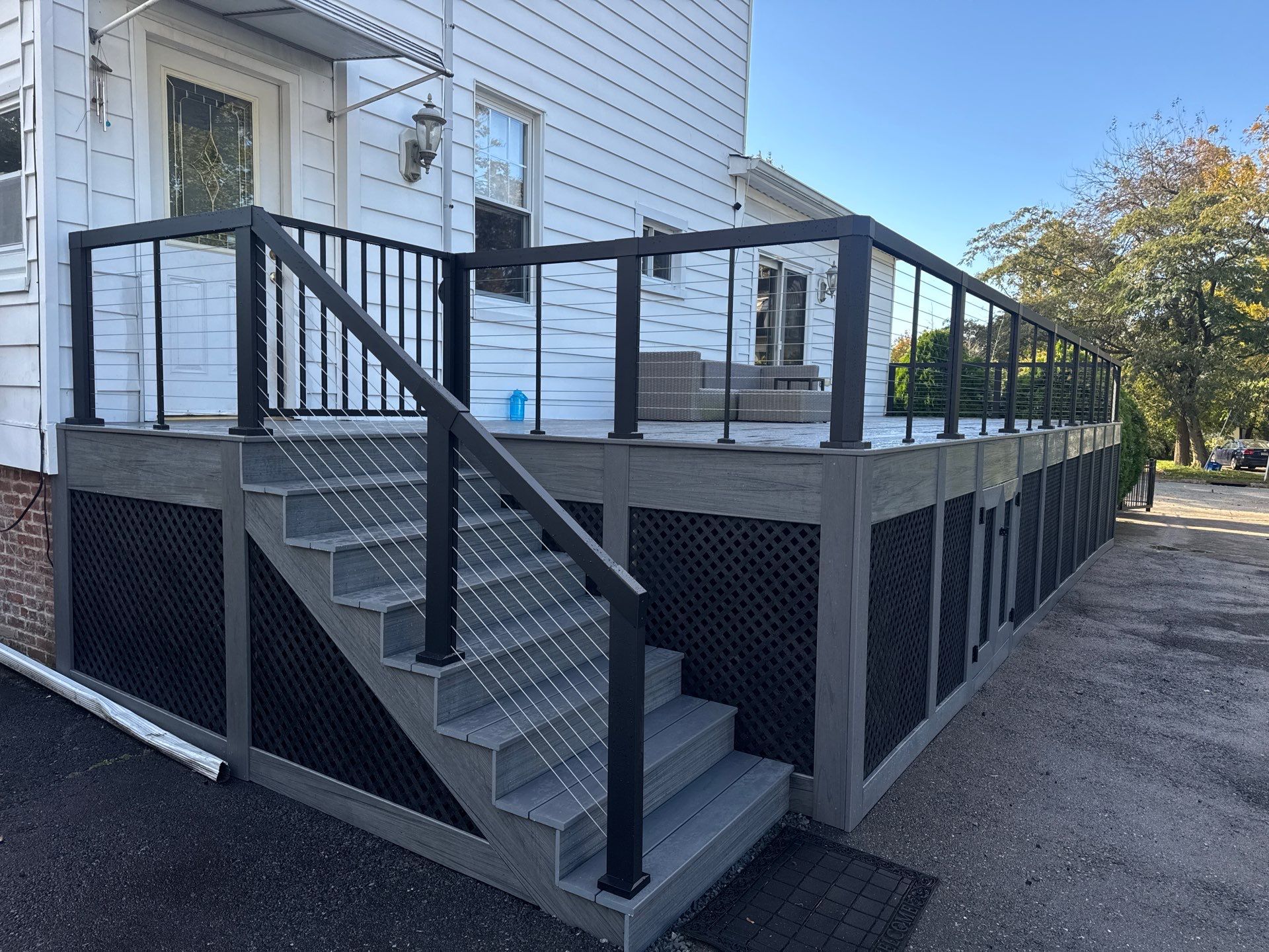 new deck with cable rails in Montclair NJ by deck guardian