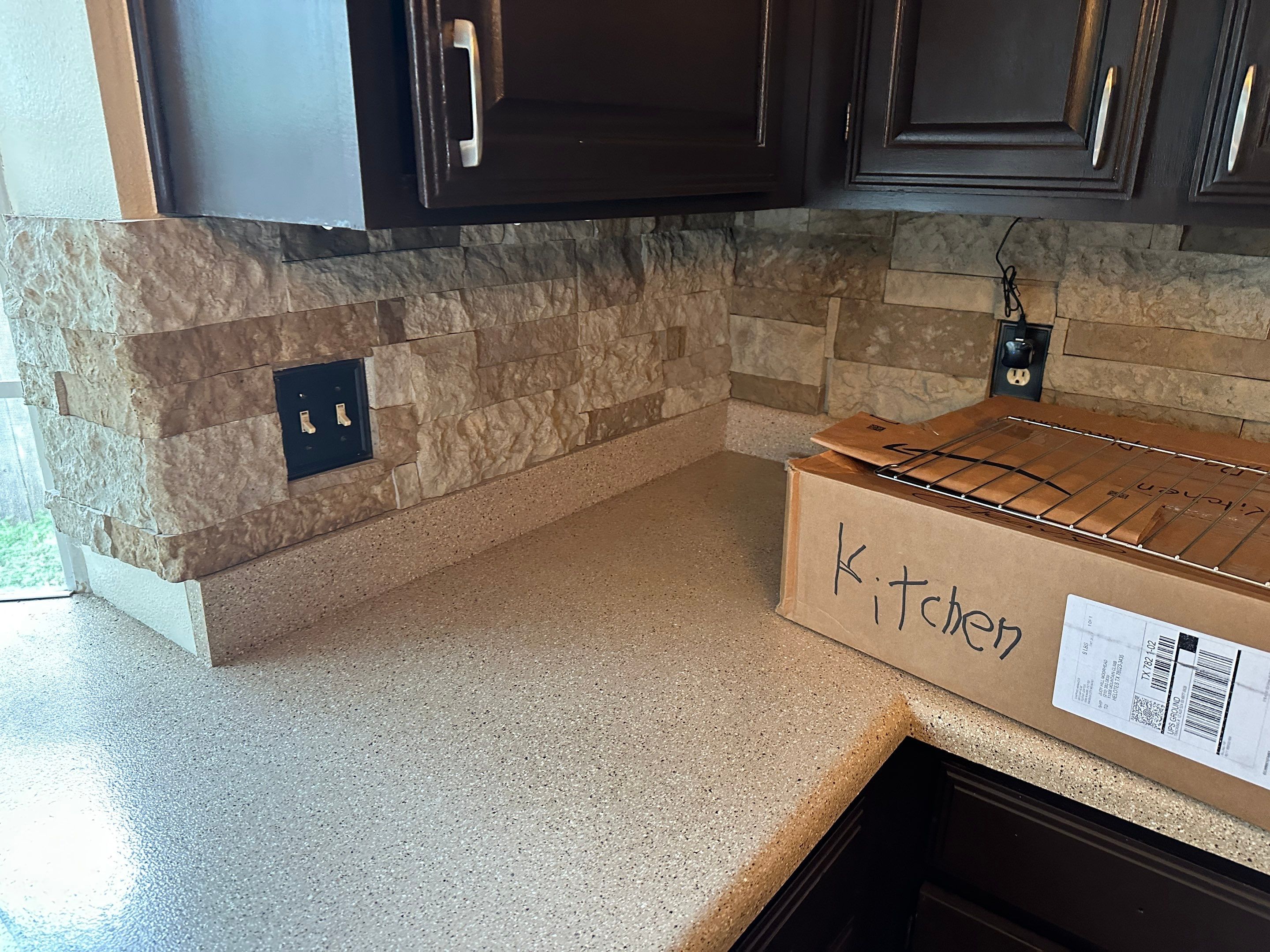 Removed the old stone bulky look for a new fresh upgrade with new Quartz countertops by Mena stone surfaces