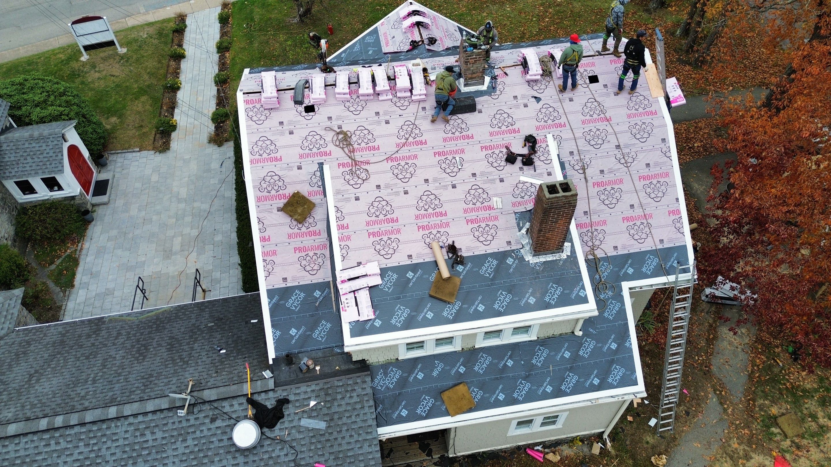 Ayer Church Complete Roof with Code-Compliant Overlay & Dual Chimney Restoration by Mighty Dog Roofing of Greater Middlesex County