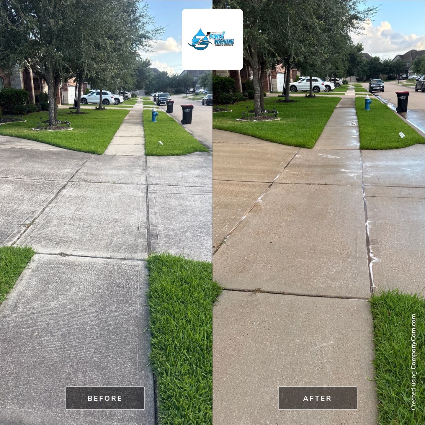 Residential Concrete Driveway and Sidewalk Pressure Washing in Katy by Zeal Power Washing