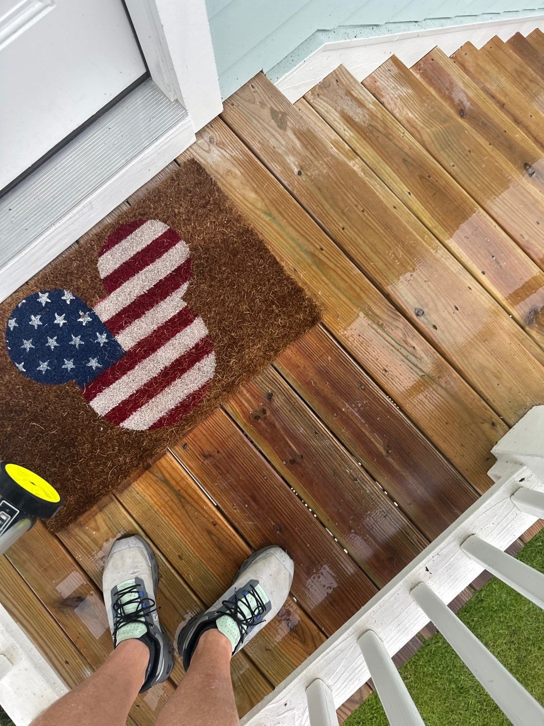 Weathered Deck and Concrete using Wood and Concrete Sealant by DuraSeal