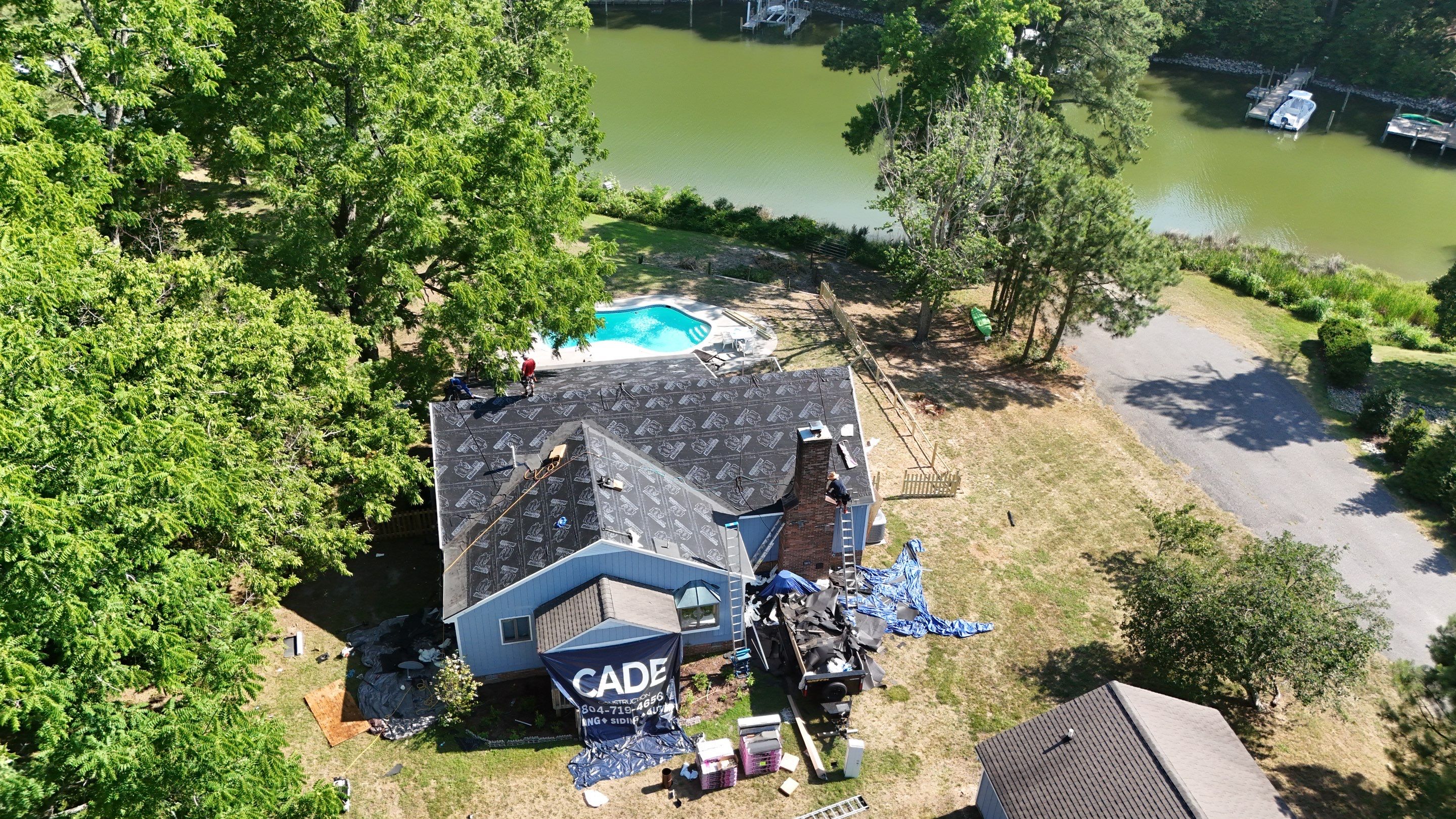 Complete Asphalt Shingle Roof Replacement and Sheathing Repair in Deltaville by Cade Construction