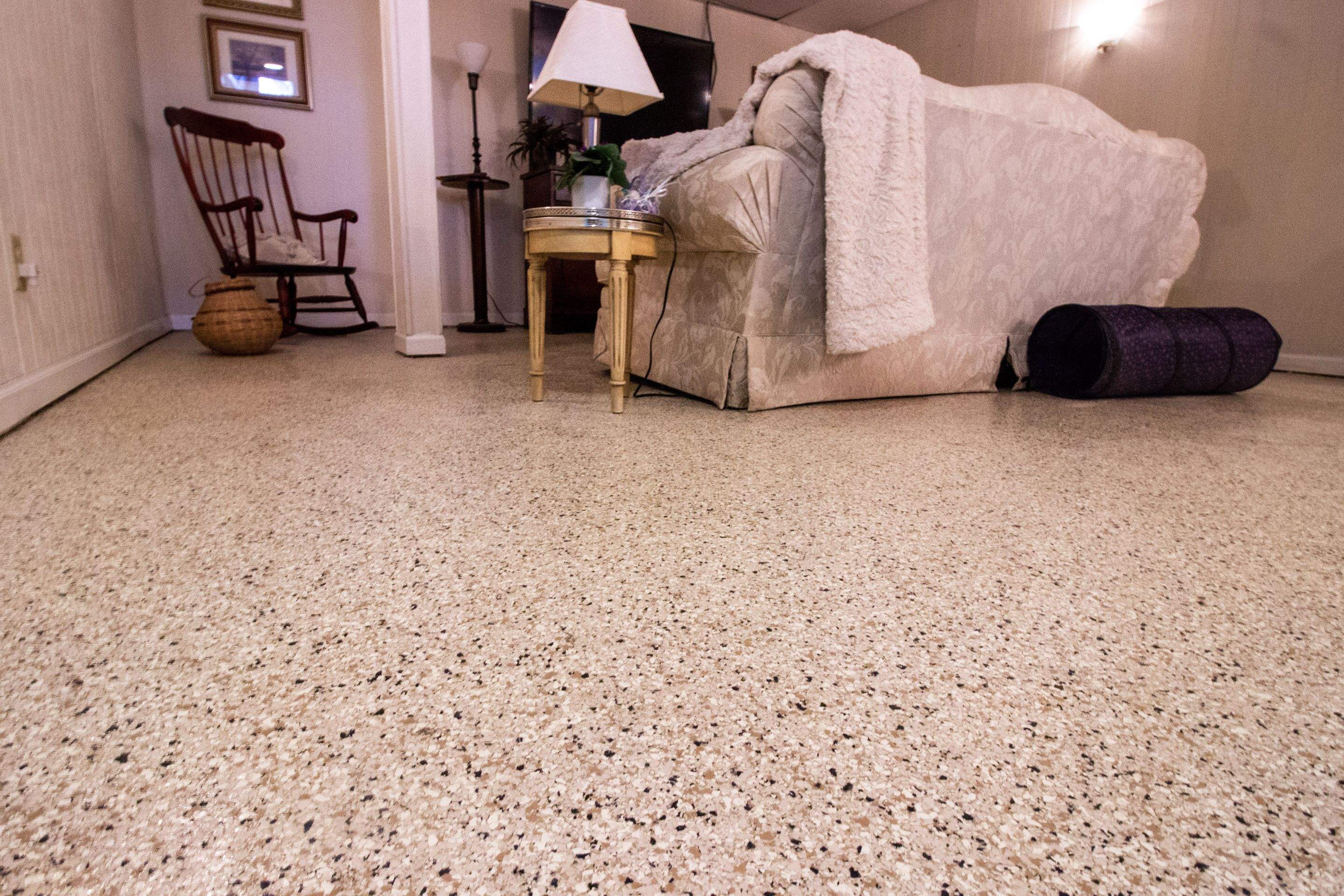 Basement Floor using Driftwood by Your1DayFloor.com