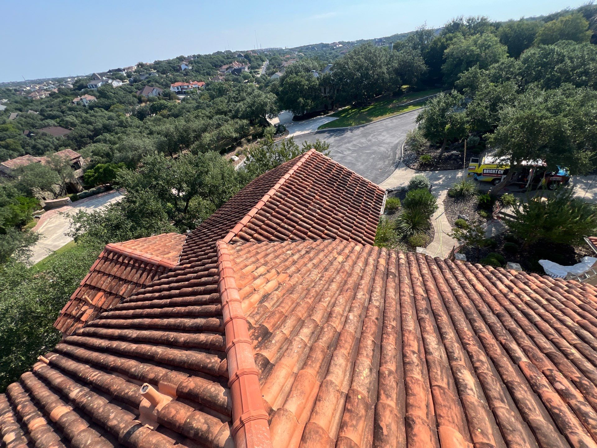 Tile Roof Wash Project in San Antonio by Bright Choice