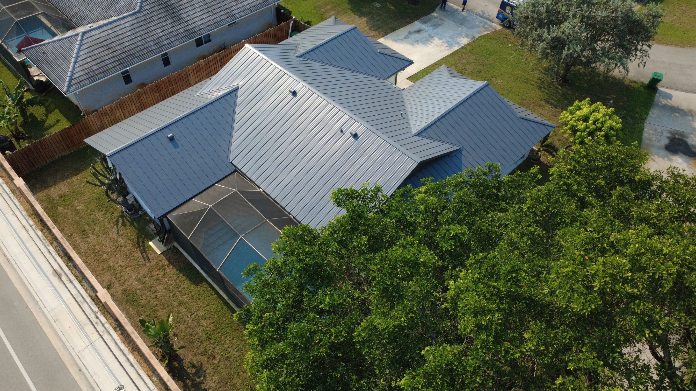 Residential Roofing Installation using 1" Nail strip metal roof by BLUES BROTHERS ROOFING