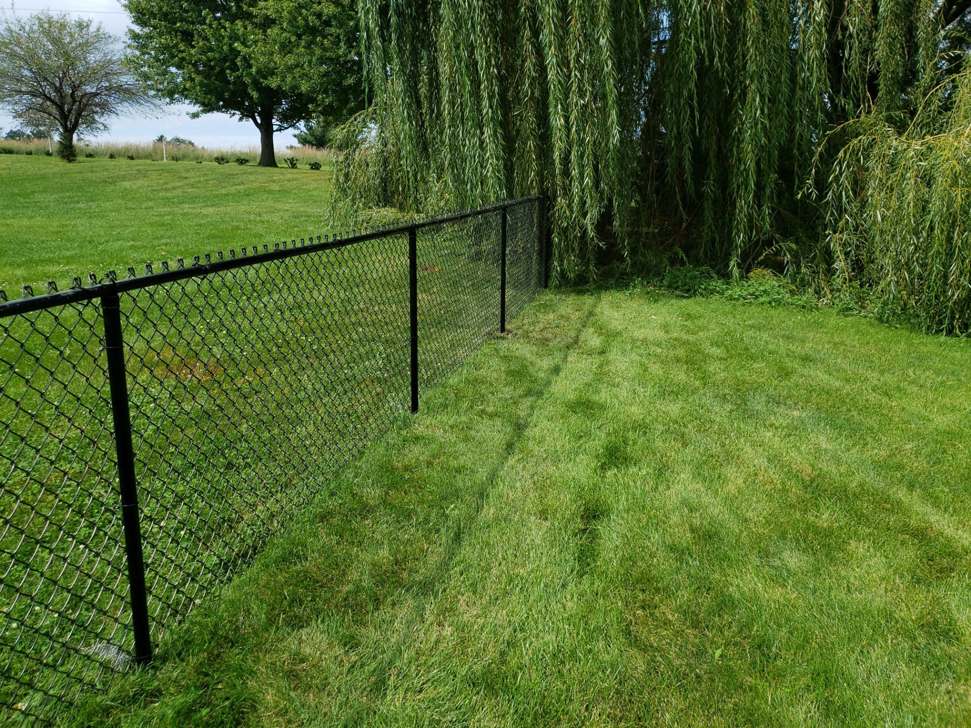 Black Vinyl-Coated Chain Link Fence Installation in Cedar Falls by Perfect Picket Fence and Stain