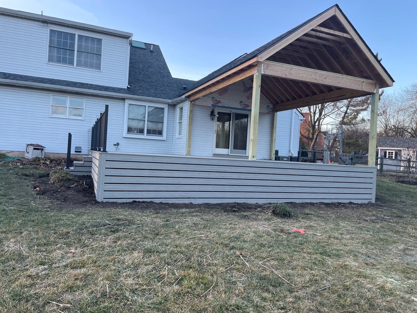 New deck With A frame porch In Morrisville PA by deck guardian