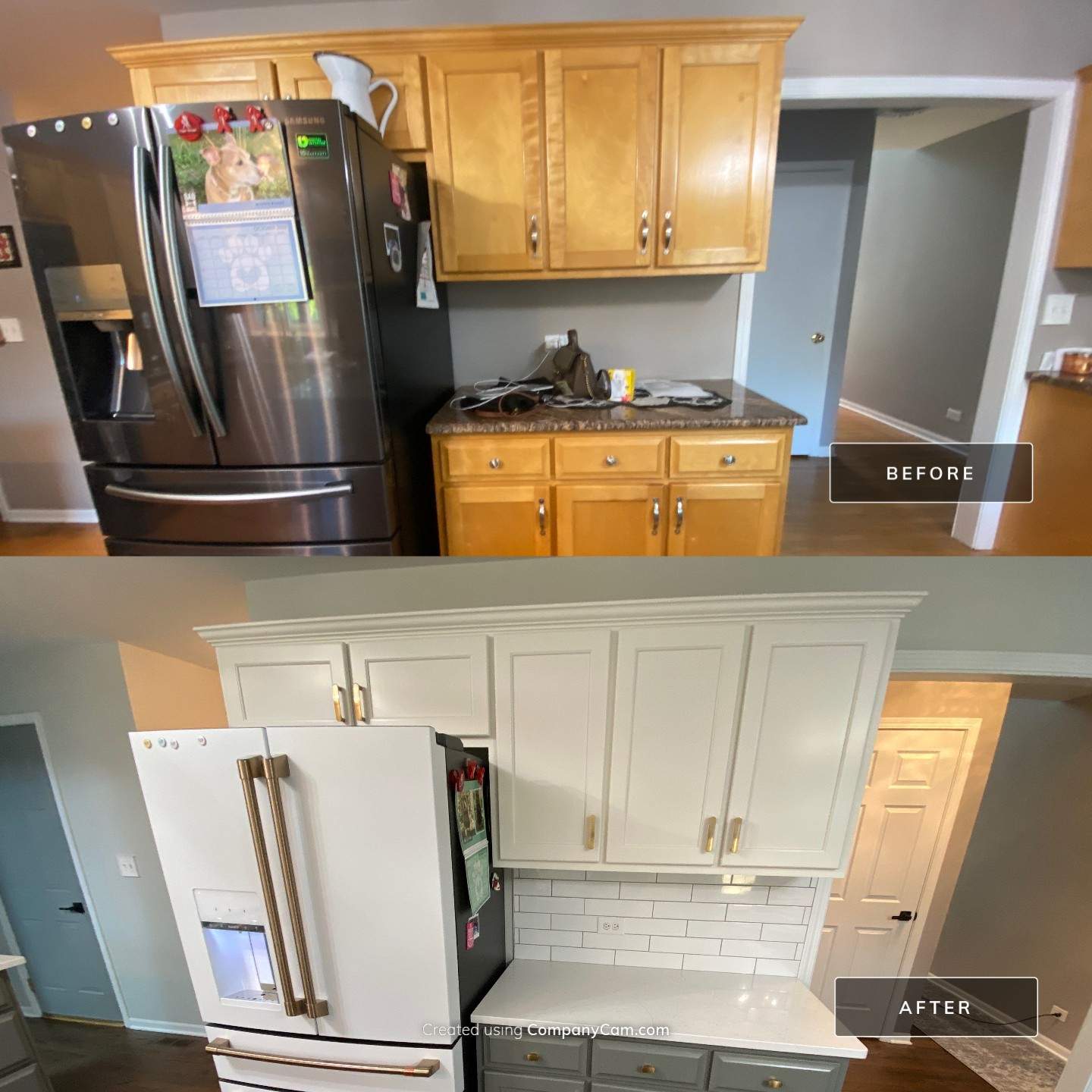 Two-Tone Kitchen Cabinet Painting & Staircase Painting in New Lenox by Powers Painting & Decorating, LLC