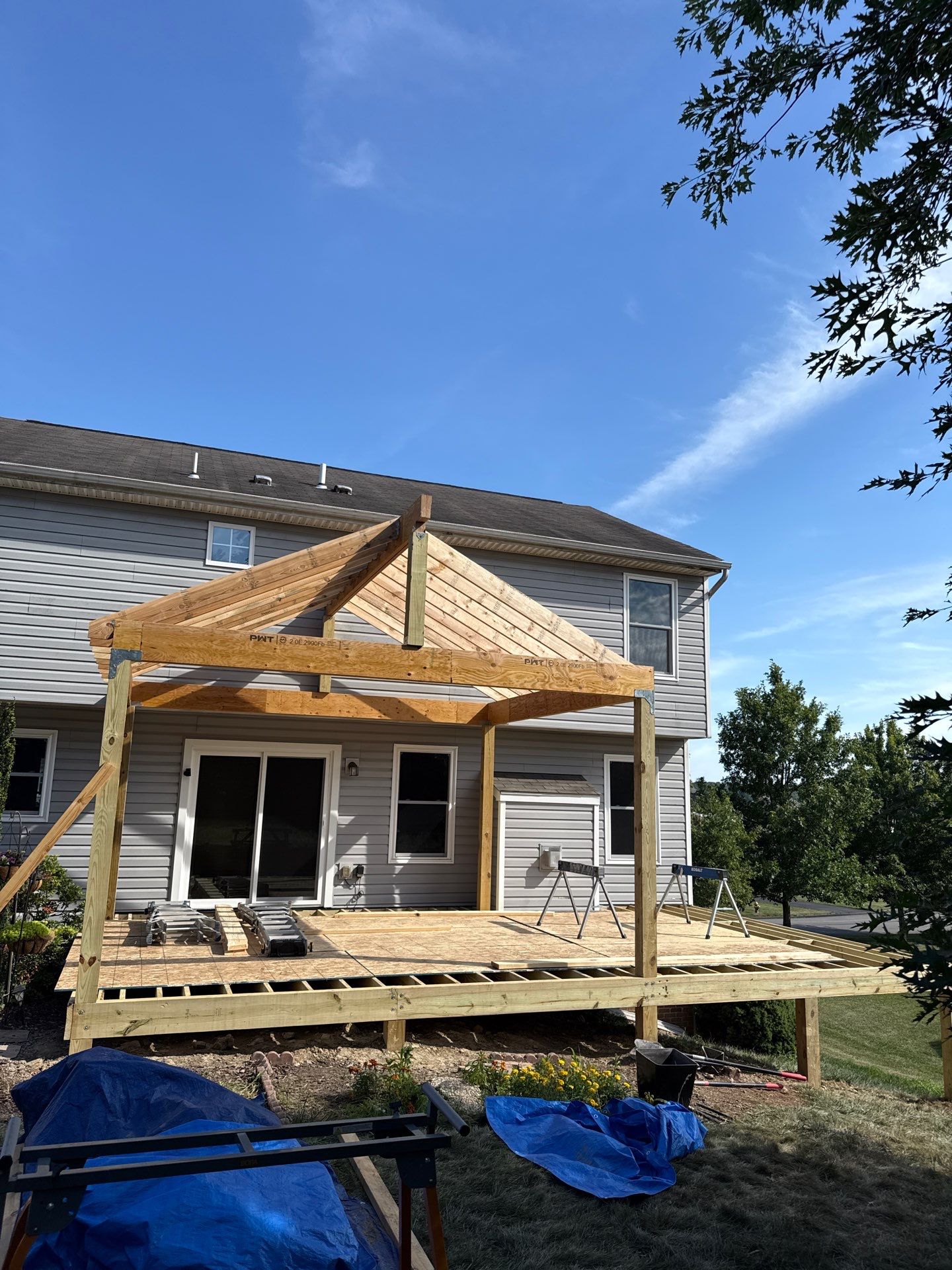 Custom Composite Deck Build with Gabled Roof in Jefferson Hills by Cousins Roofing Siding & Decks