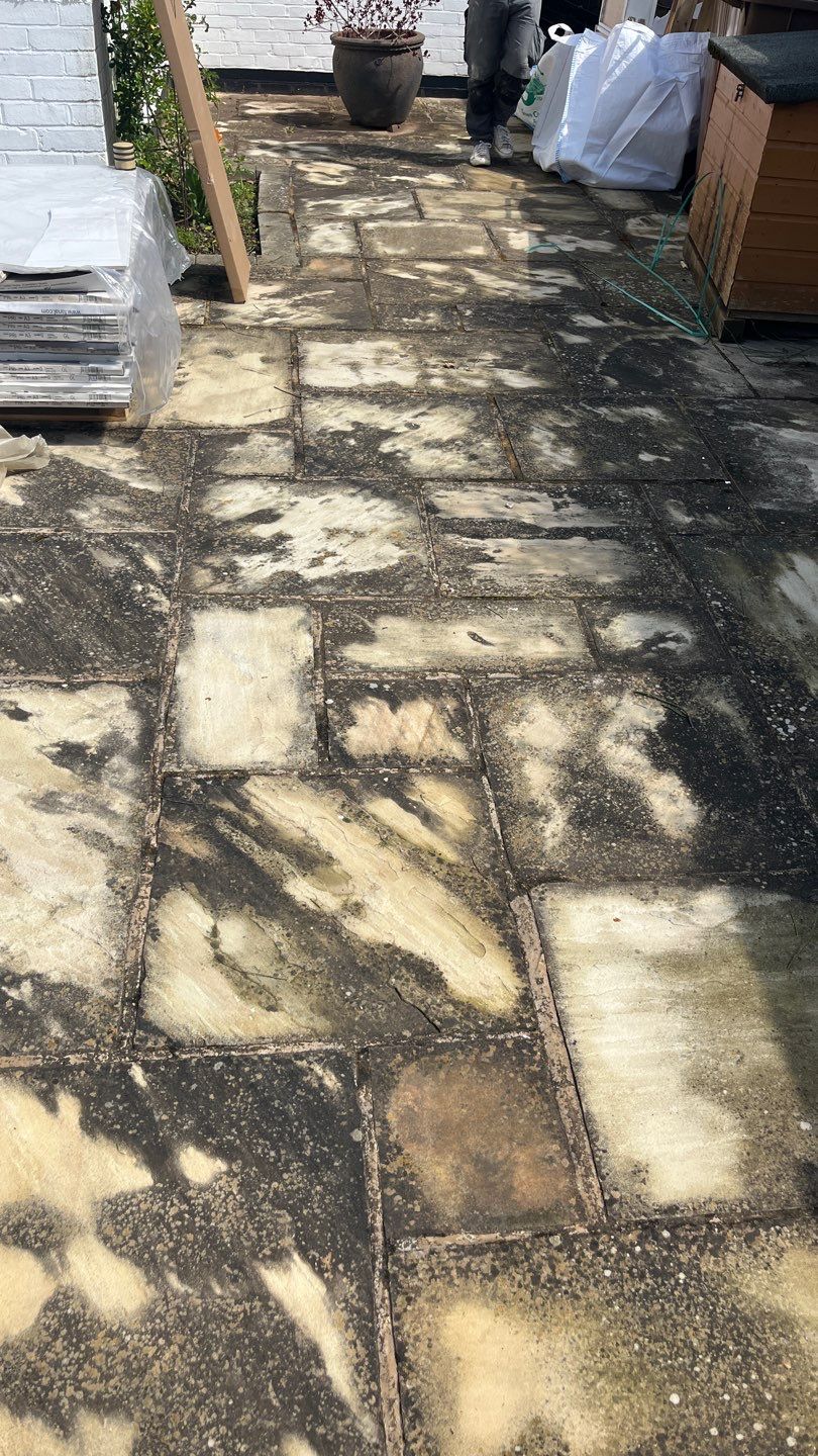 Driveway And Patio Clean using Mosmatic FSC and Biocide by Ges Exterior Cleaning ltd