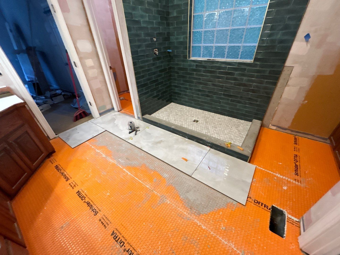 Tub to shower conversion  by Footprints Floors of Nashville