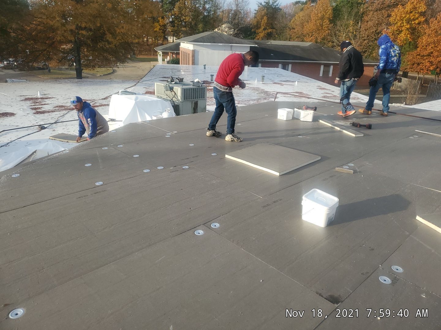 Commercial Roofing Installation using 50 mil PVC by Hostetler Roofing