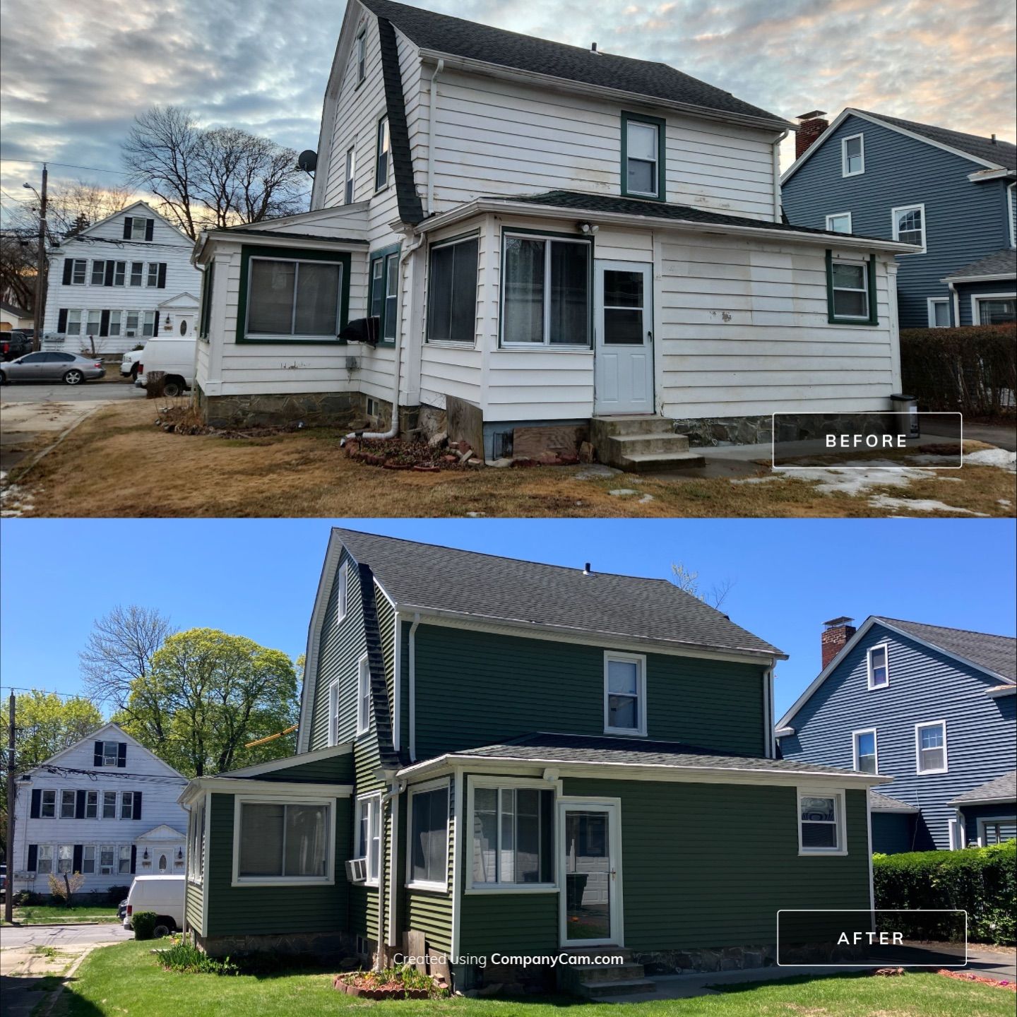 Siding revitalization with Cert Monogram D/4 x 12'6" clapboard, Olive Grove by DiGiorgi Roofing and Siding Inc