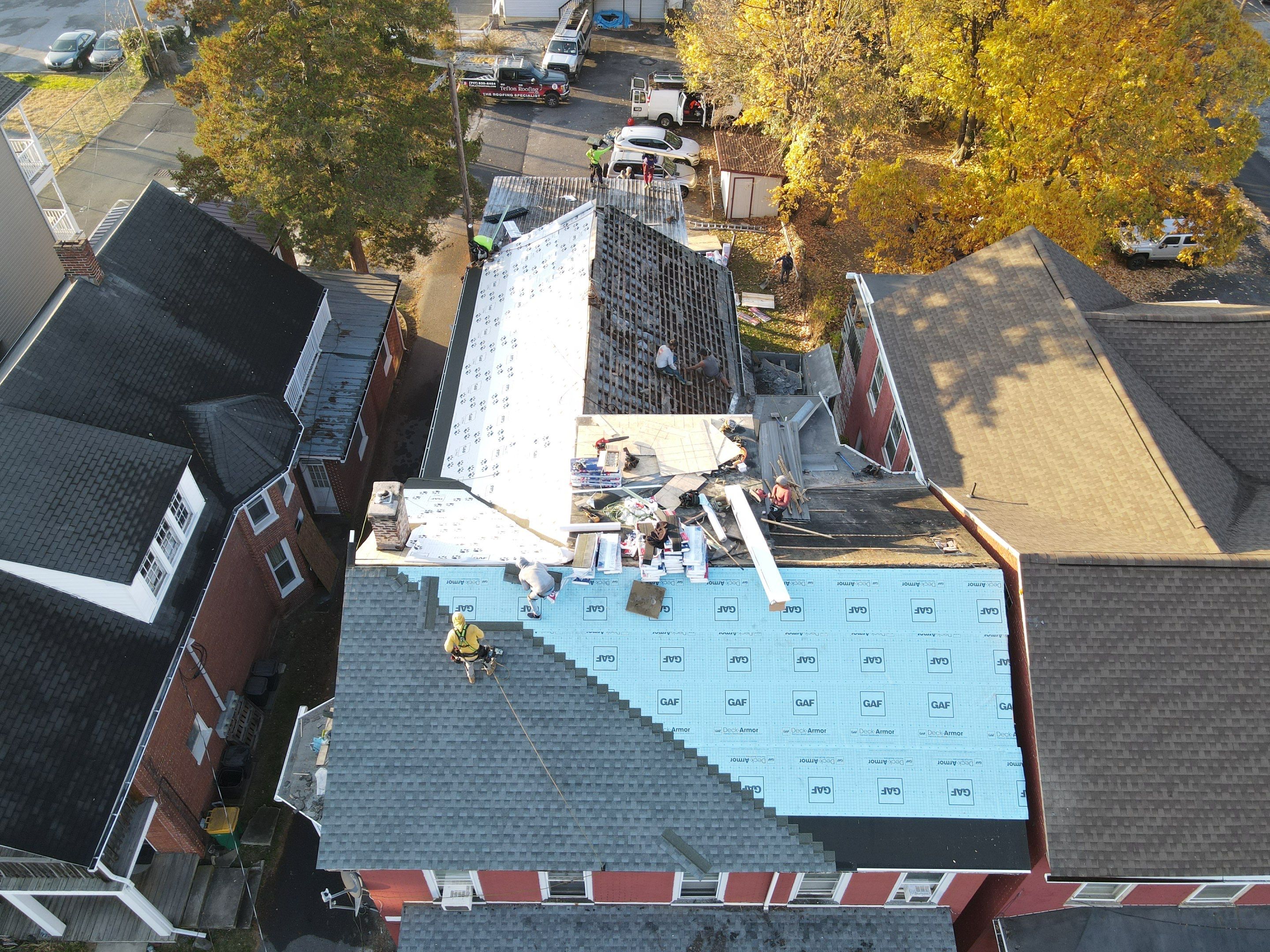 Commercial Roofing Installation using Gaf Hdz Architectural Shingle by Teflon Roofing