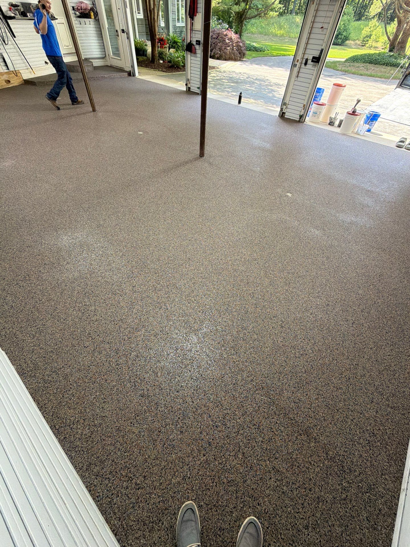 Residential Garage Epoxy Flake Floor Installation in Grand Haven by Gordon Painting