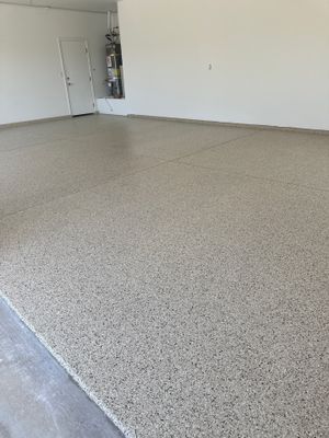 San Luis Obispo Garage Floor Polyurea Coating with Driftwood Flakes