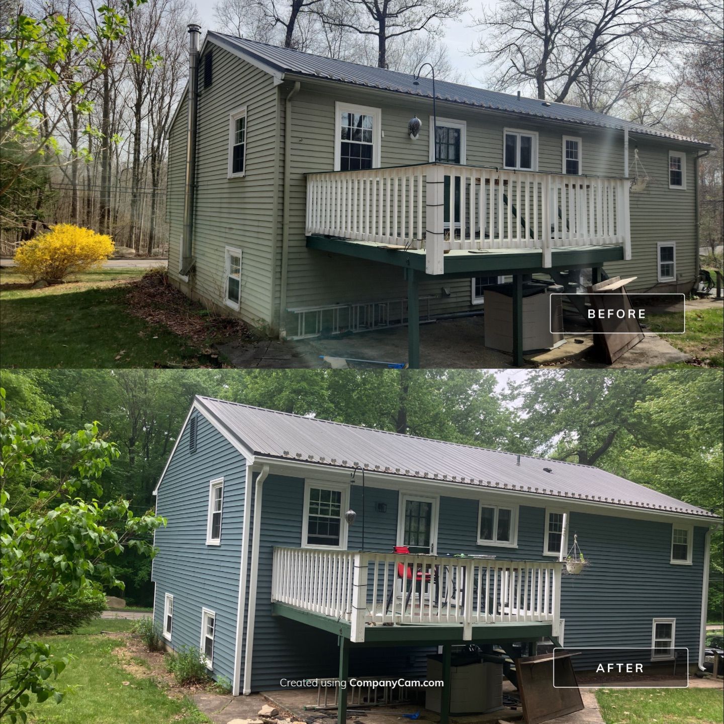 Siding Transformation with Cert Mainstreet D/4 clapboard Wedgewood Blue by DiGiorgi Roofing and Siding Inc