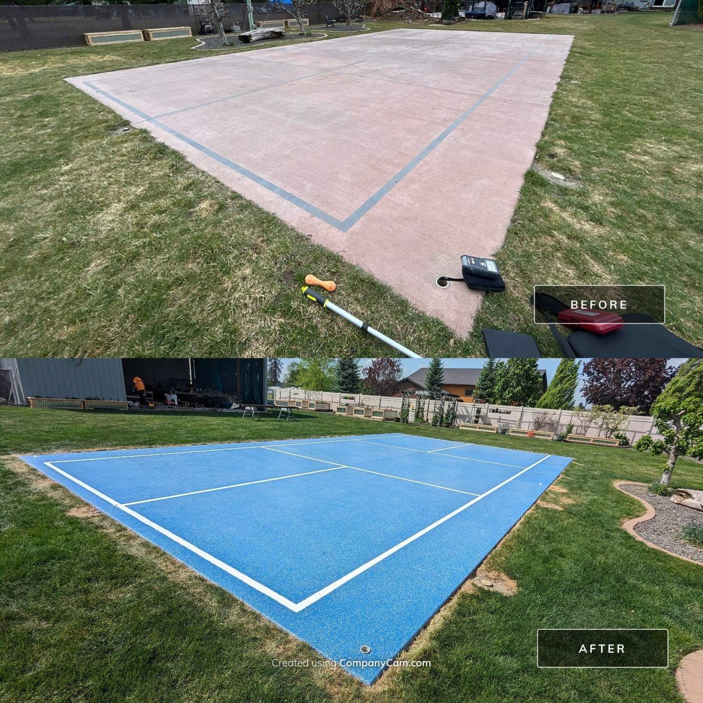 Sports Court Transformation using Ocean Hybrid by Croc Coatings, LLC