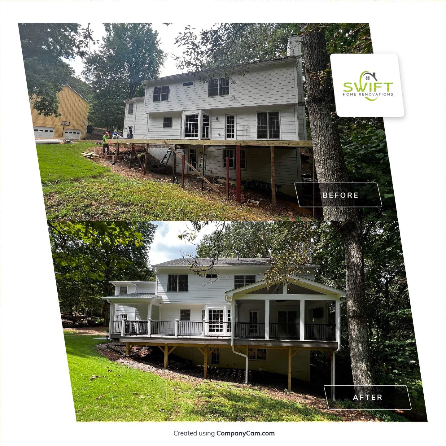 Elevated Composite Deck and Screened Porch Construction in Duluth by Swift Home Renovations 