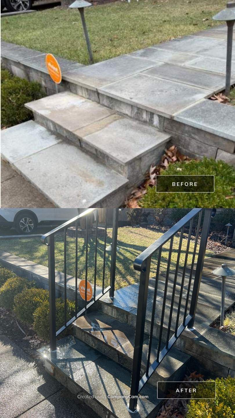 Modern Aluminum Porch & Walkway Railings – Residential Entry – Arlington, VA by Capitol Iron Works