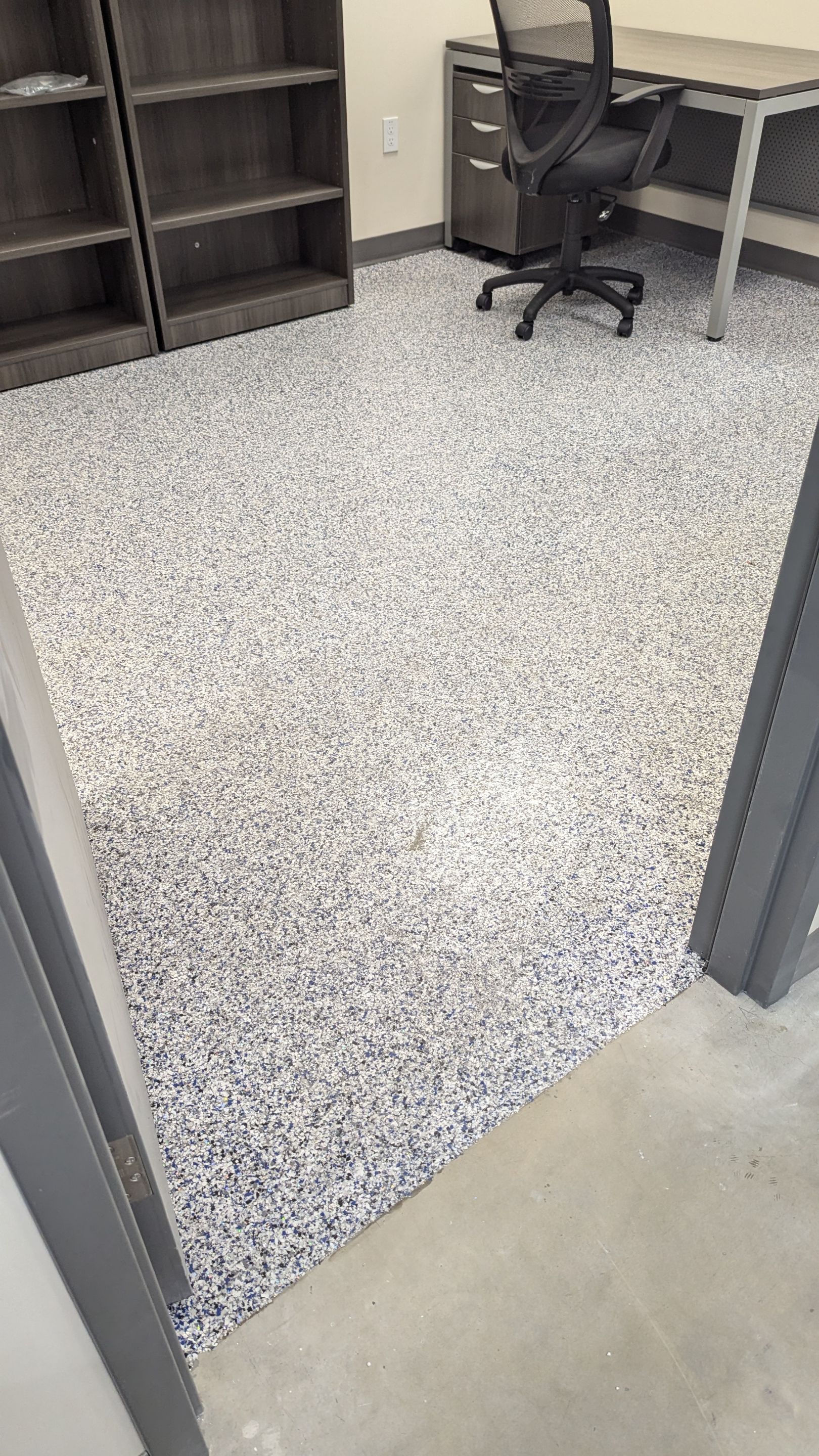 Commercial Floor Transformation using Aurora Accent W/Hypnotic Blue by Croc Coatings, LLC