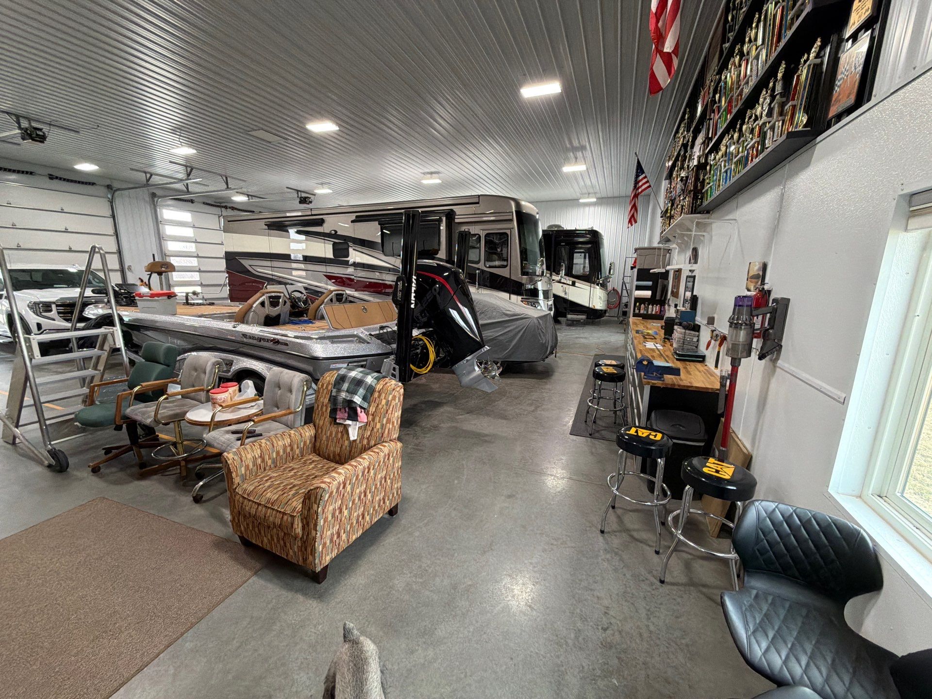 Multi-Stage Concrete Floor Coating for Egan Shop and RV Storage by Select Painting, Coatings & Garage Cabinets