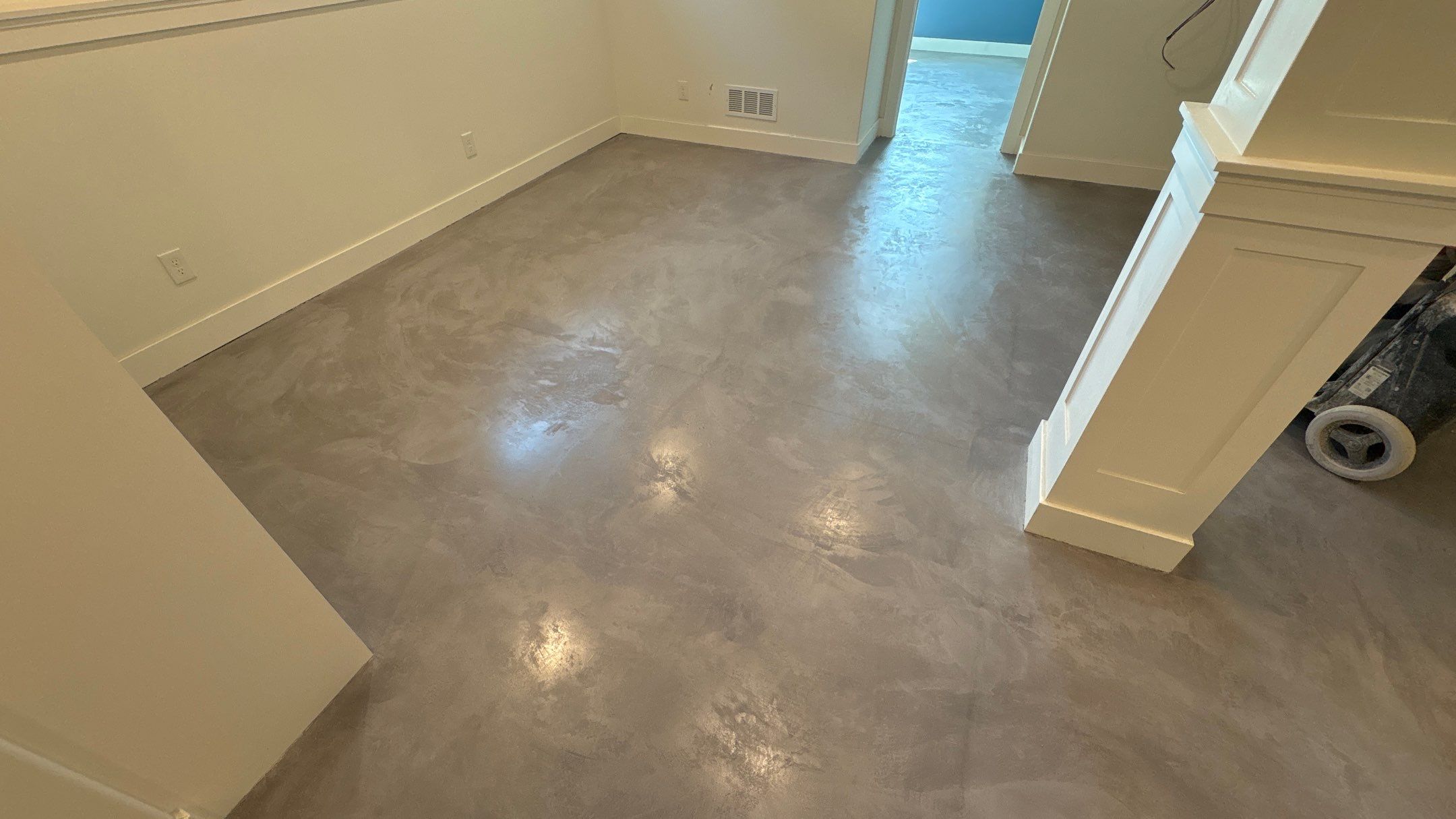 Basement Floor Overlay - Lawrence, KS by Big Red Decorative Concrete, LLC